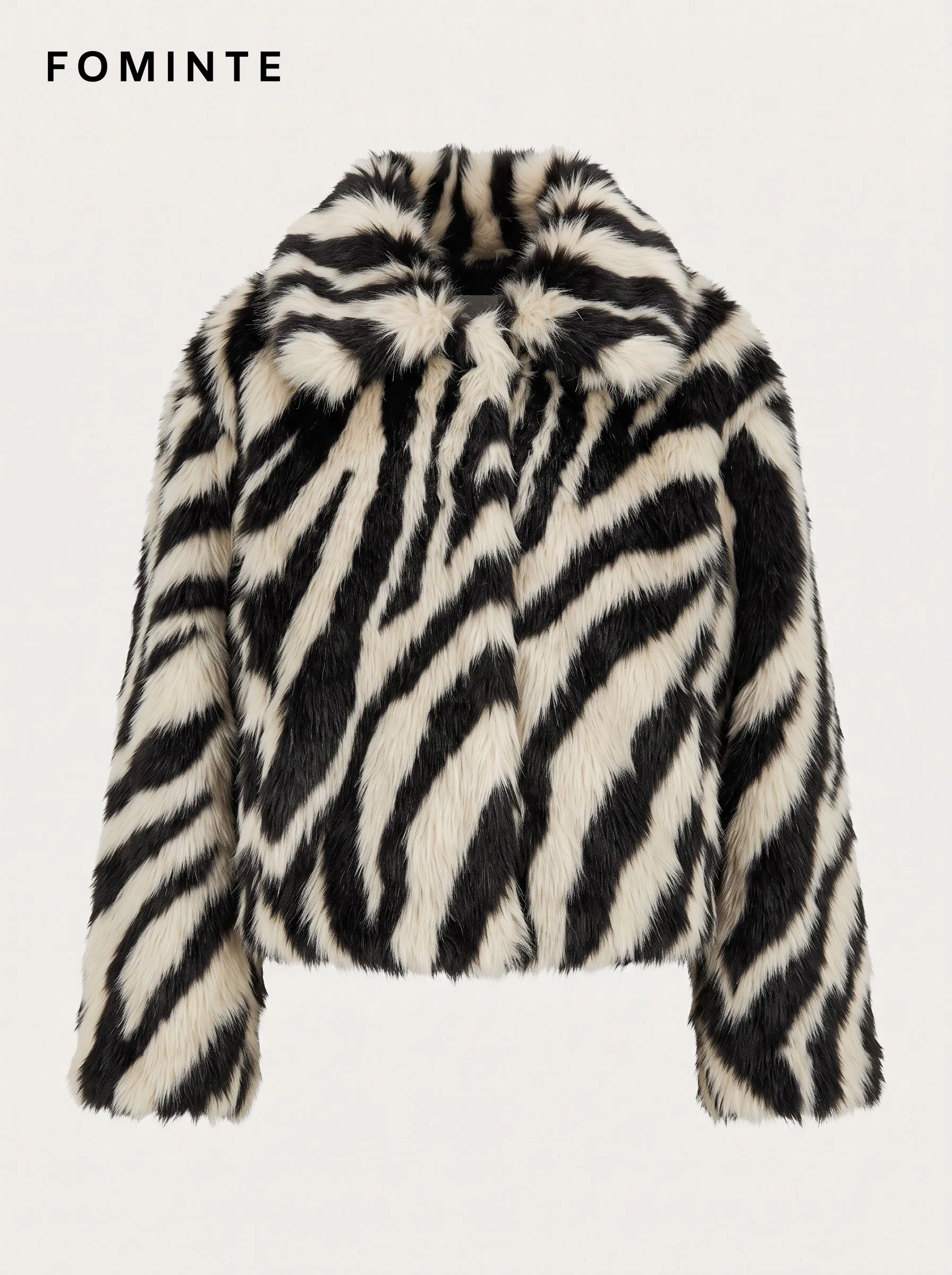 Ivory Tiger-Inspired Faux Fur Jacket Wholesale