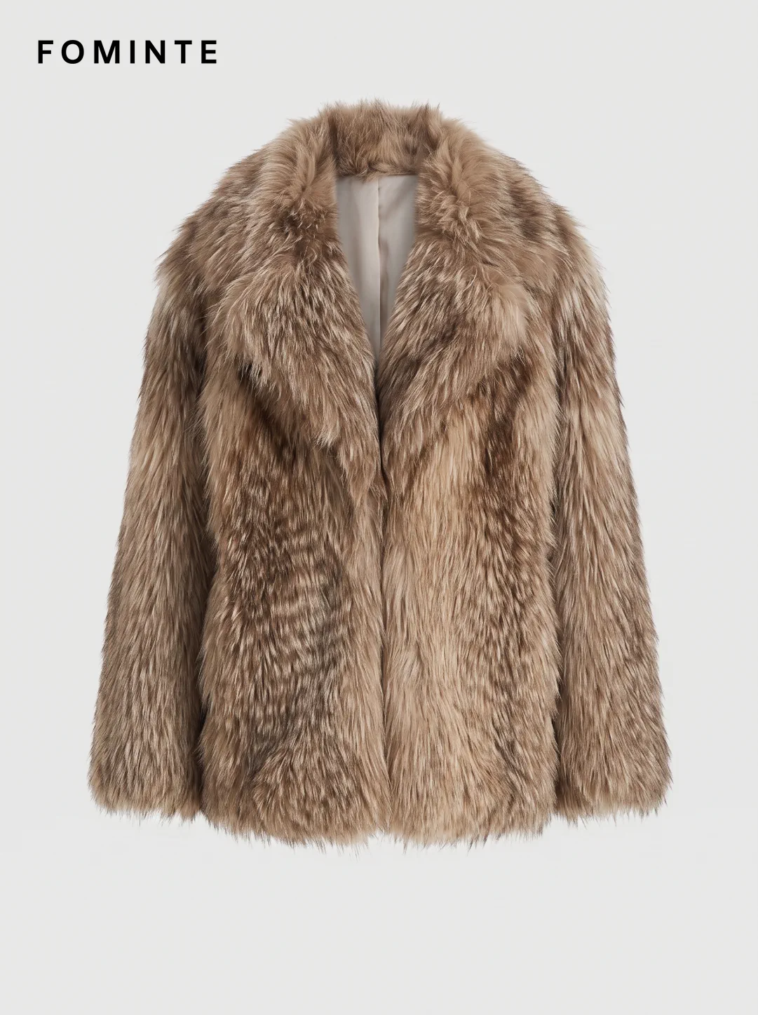 Taupe Tonal-Streak Faux Fur Jacket Wholesale