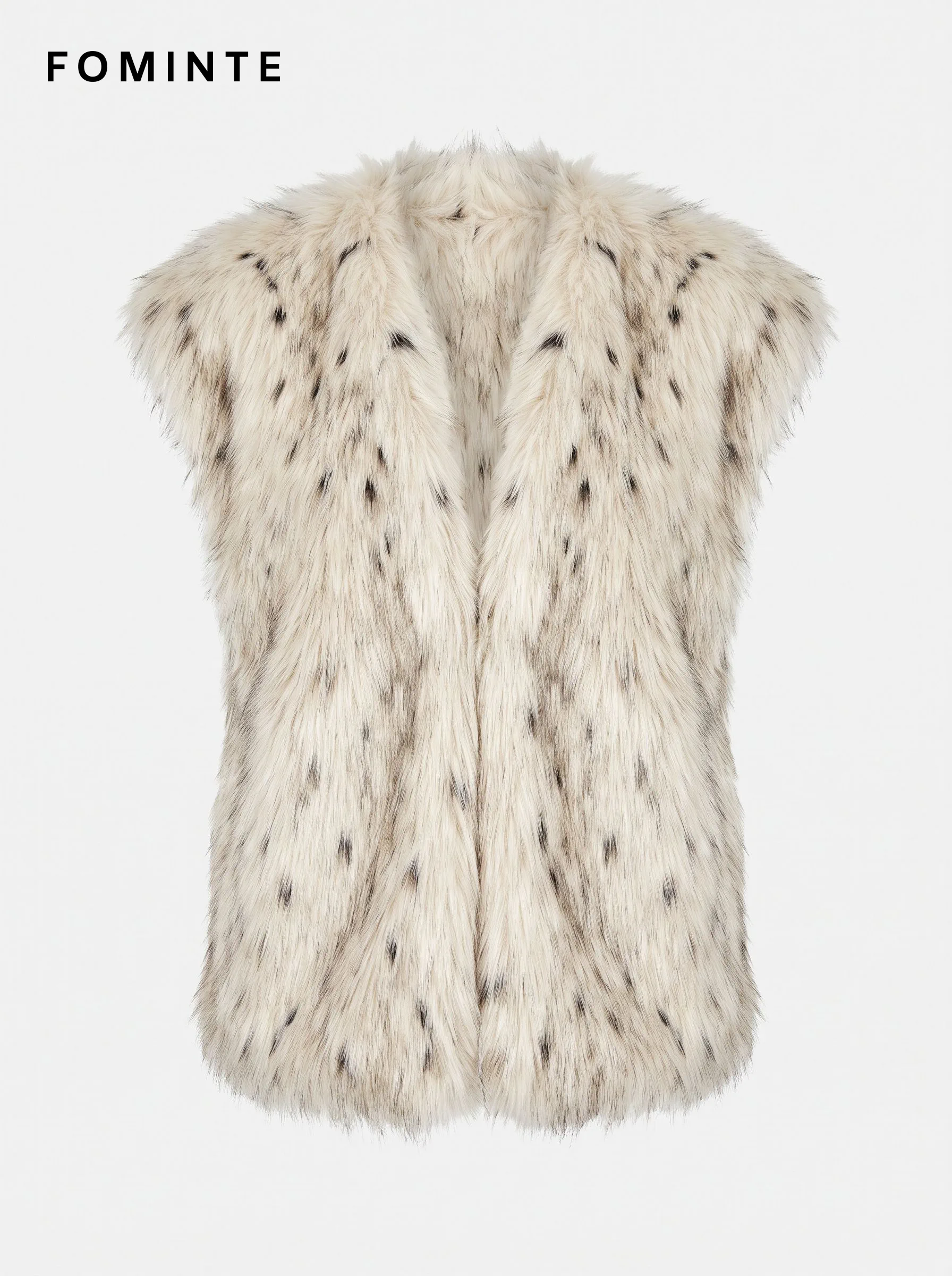 Ivory Spotted Faux Fur Vest Wholesale