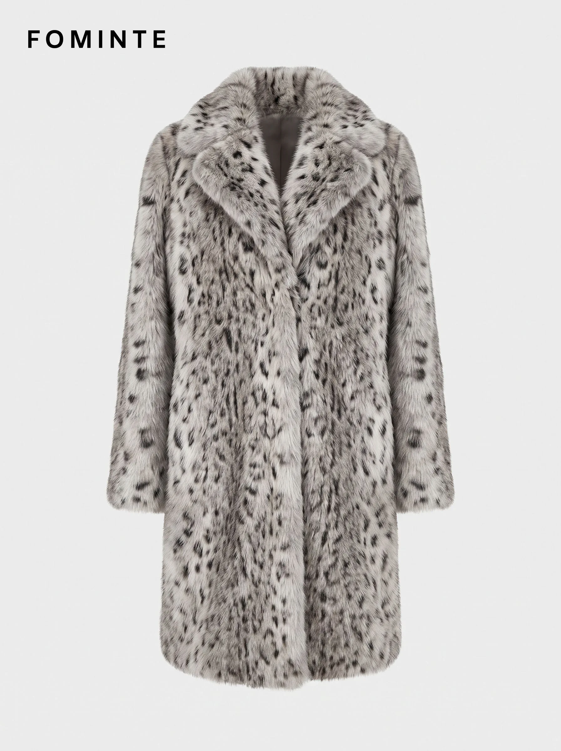 Silver Grey Spotted Faux Fur Coat Wholesale
