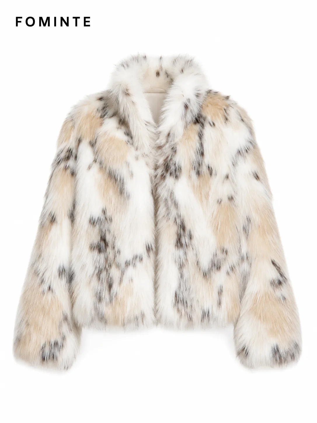 Pale Tan Spotted Faux Fur Jacket Wholesale
