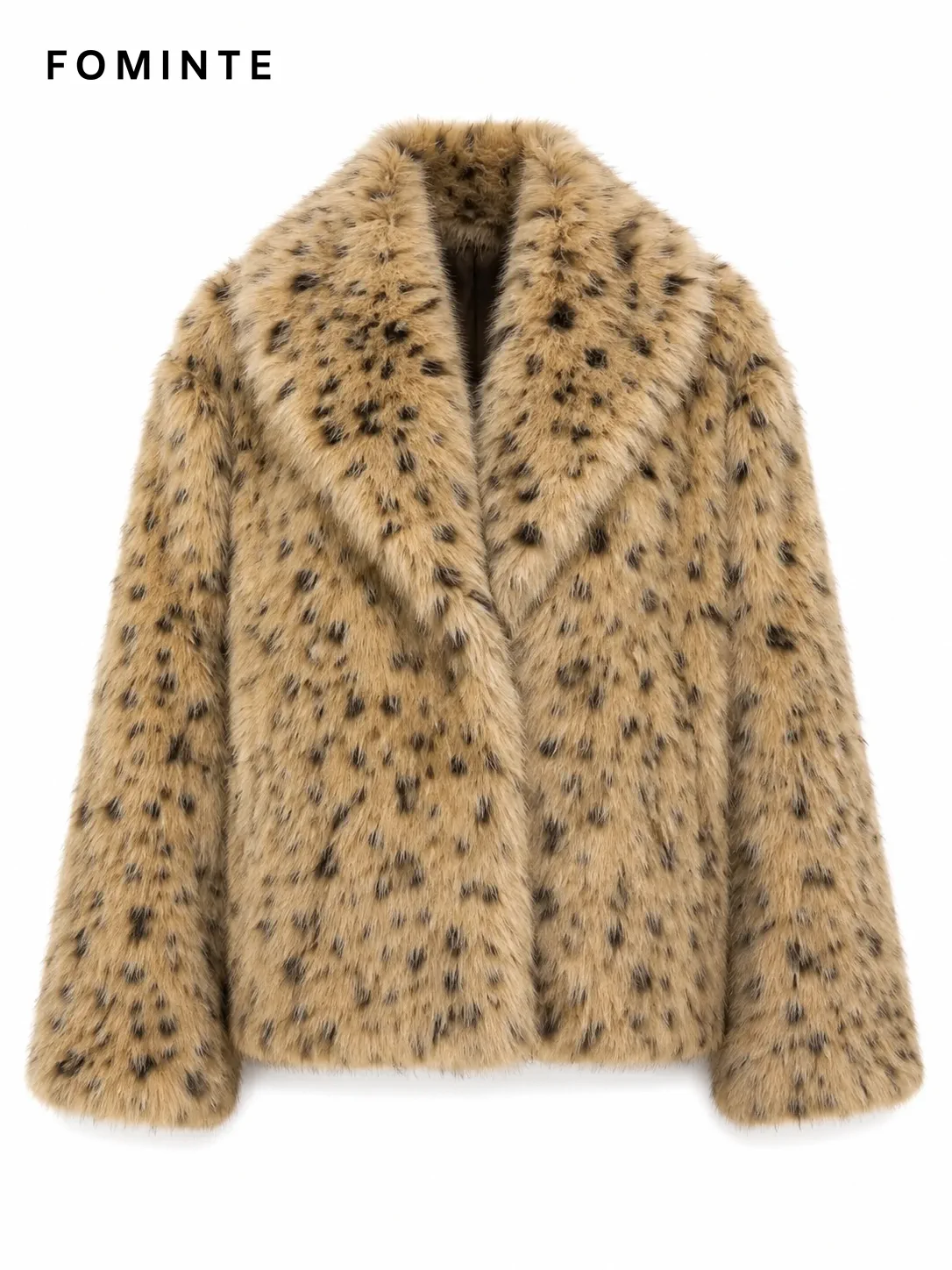 Golden Tan Spotted Faux Fur Jacket Wholesale