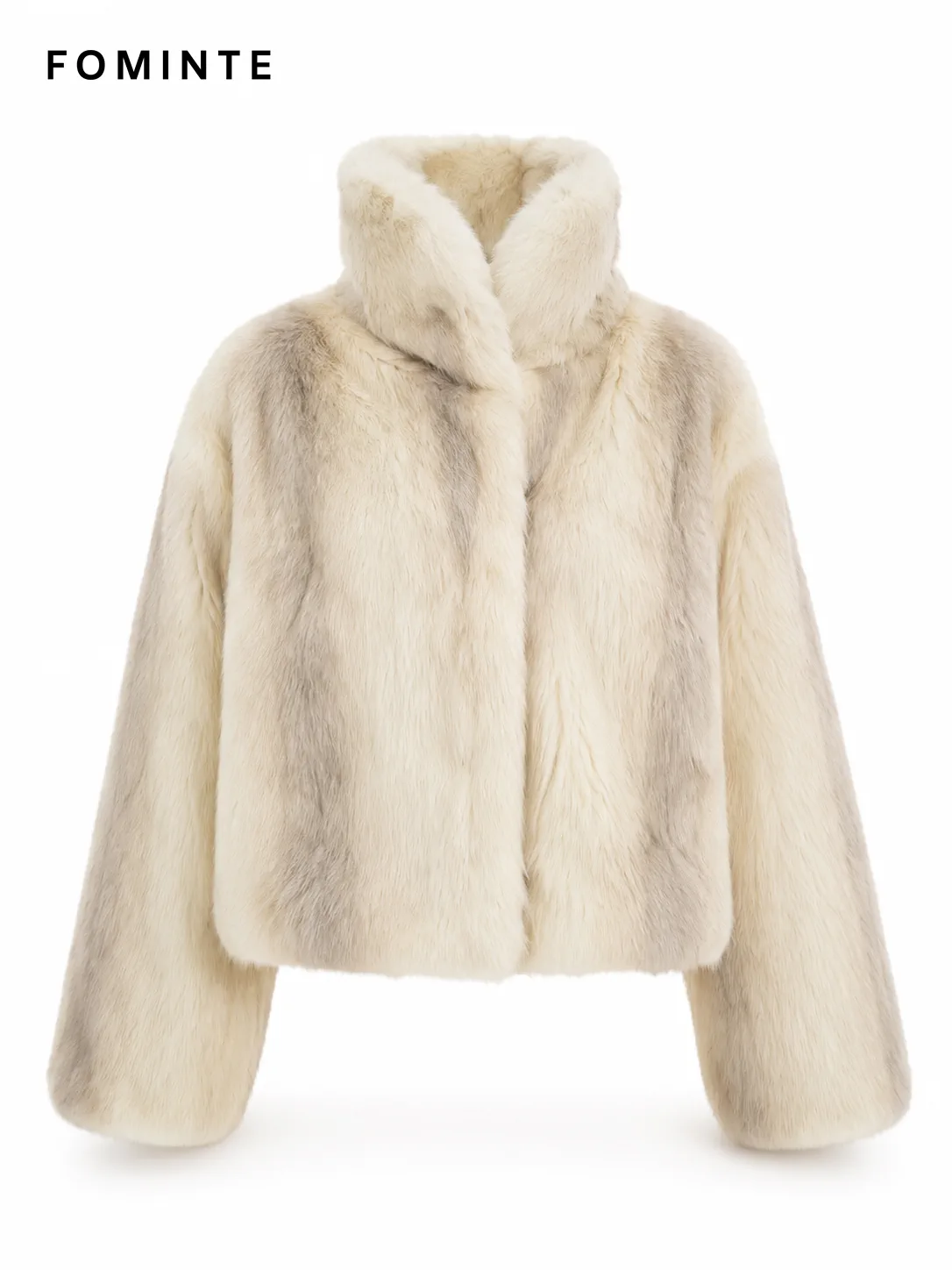 Ivory Tonal-Gradient Faux Fur Jacket Wholesale