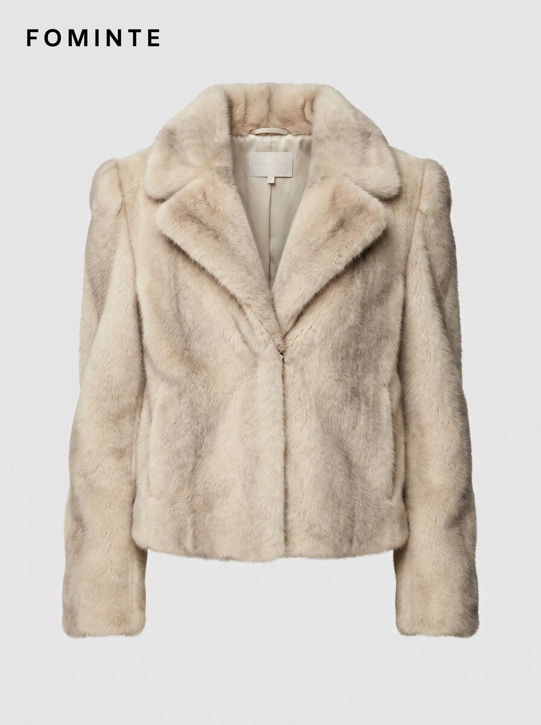Ivory Notched-Lapel Faux Fur Jacket Wholesale