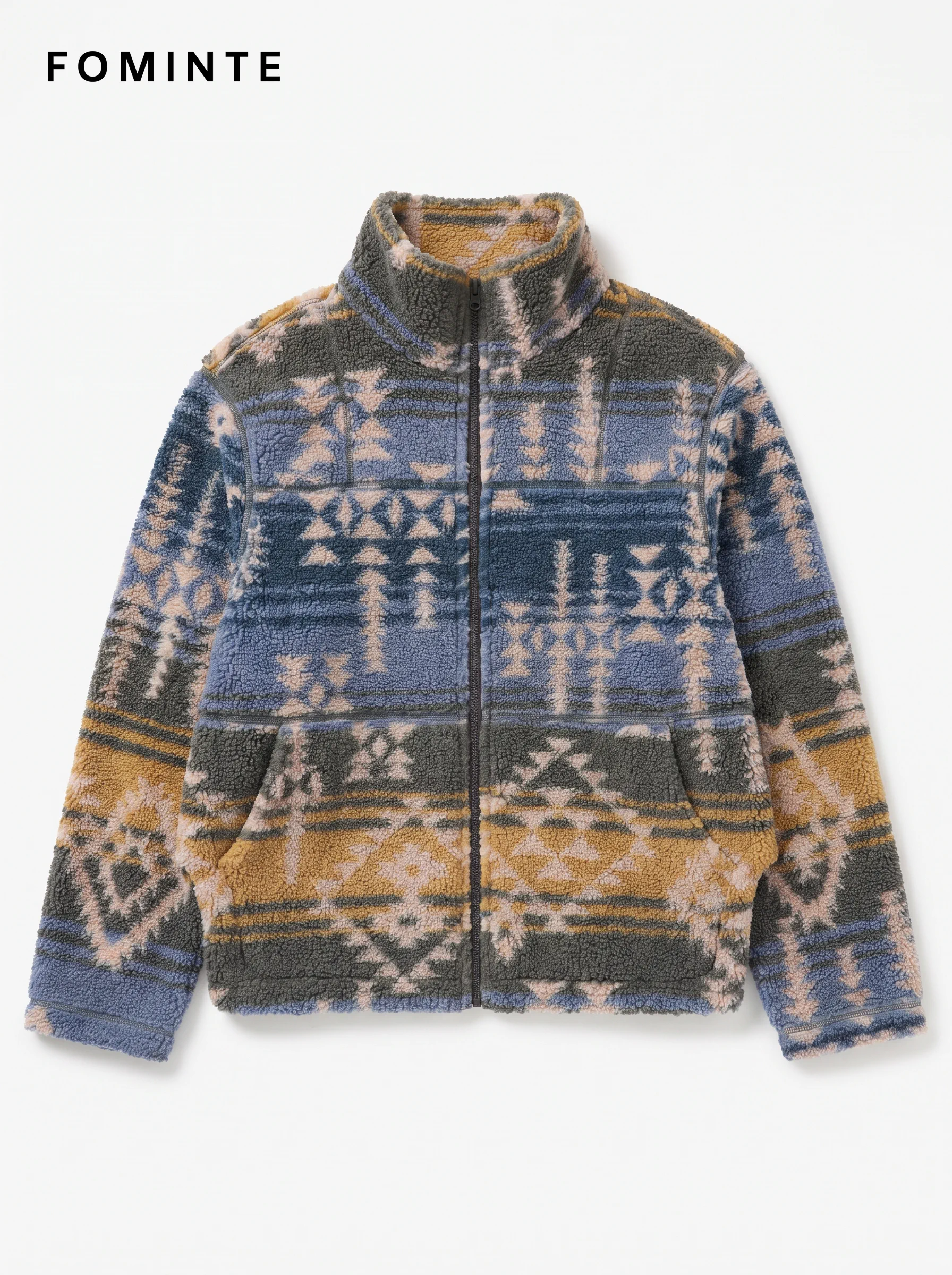 WholesaleAztec Print Sherpa Fleece Jacket - FM0302000083