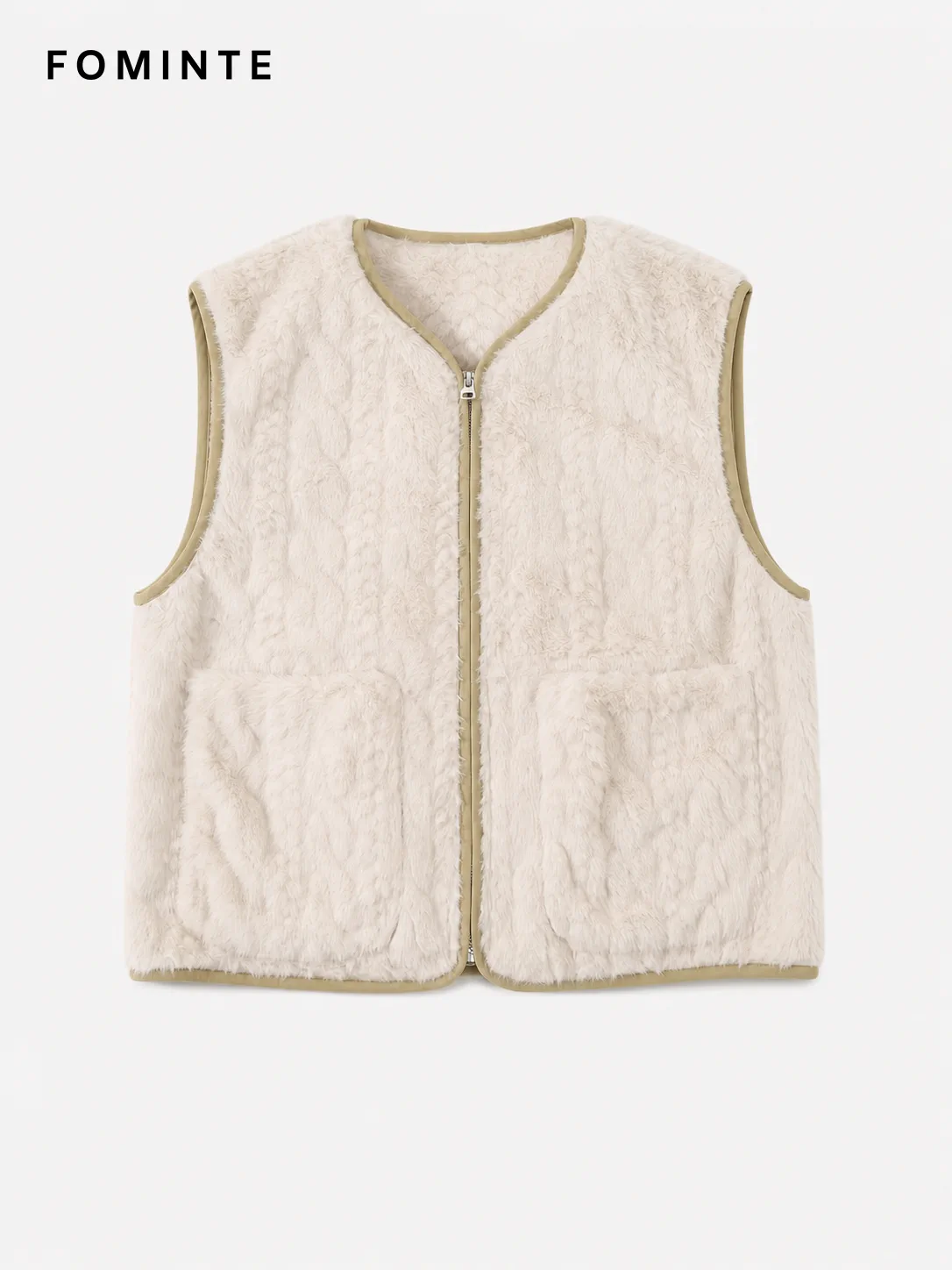 Wholesale Cable Textured Fleece Vest - FM0302000087