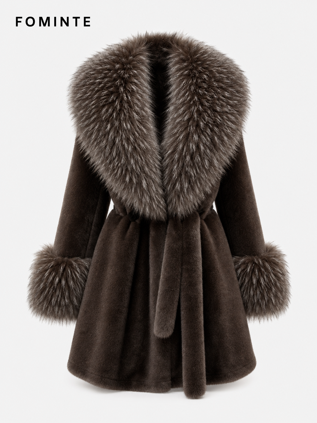 Espresso Mottled Faux Fur Coat Wholesale