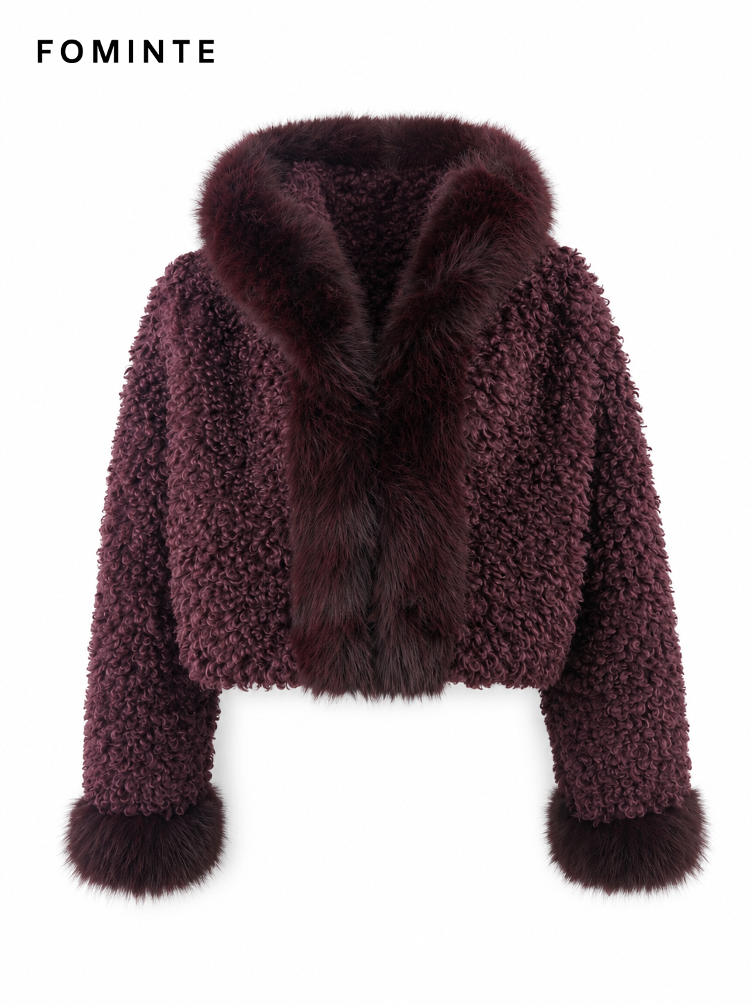 Wholesale Cropped Teddy Fleece Jacket with Faux Fox Fur - FM0202000065