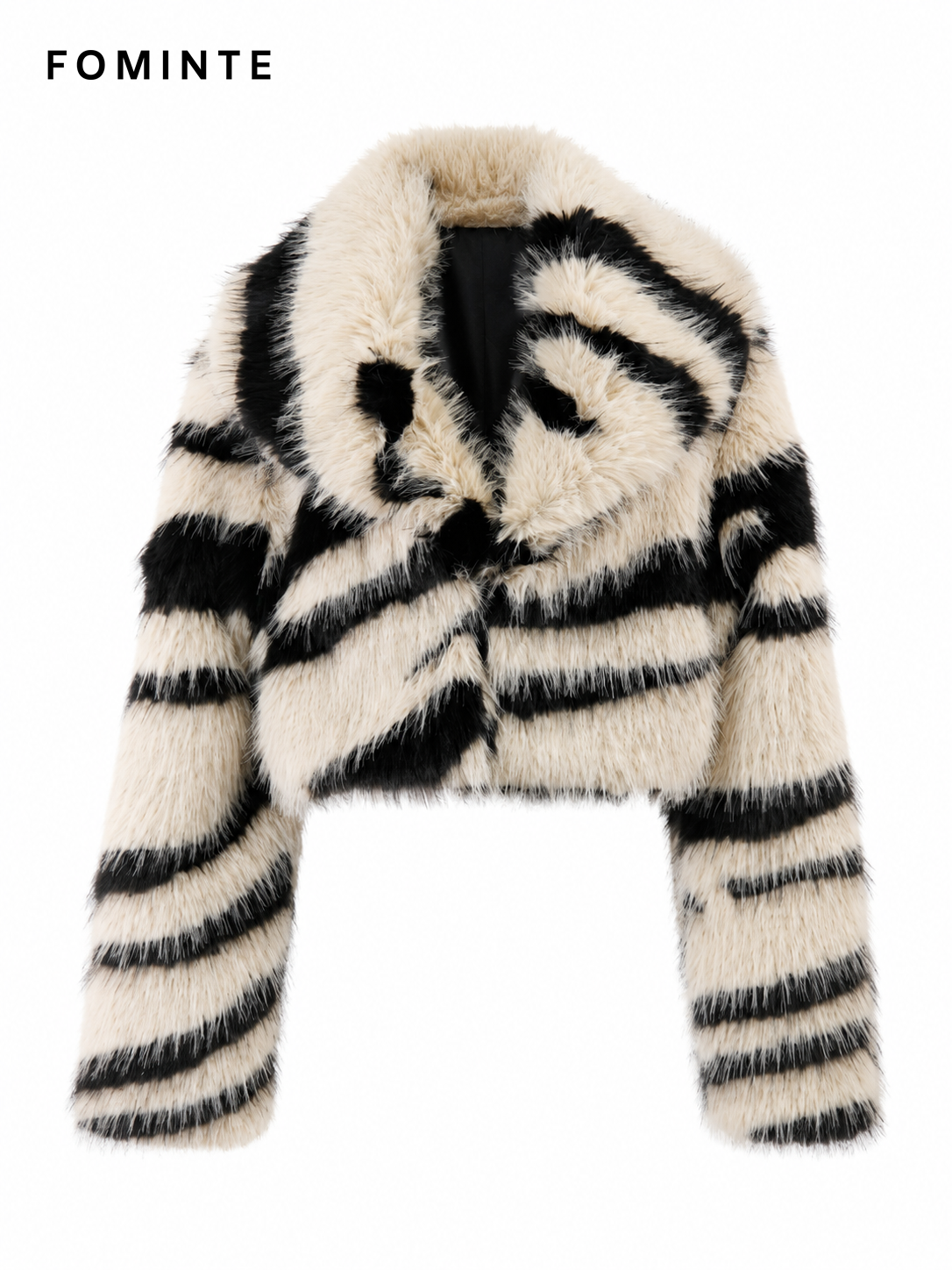Wholesale Cropped Zebra Print Faux Fur Jacket - FM0202000058-1
