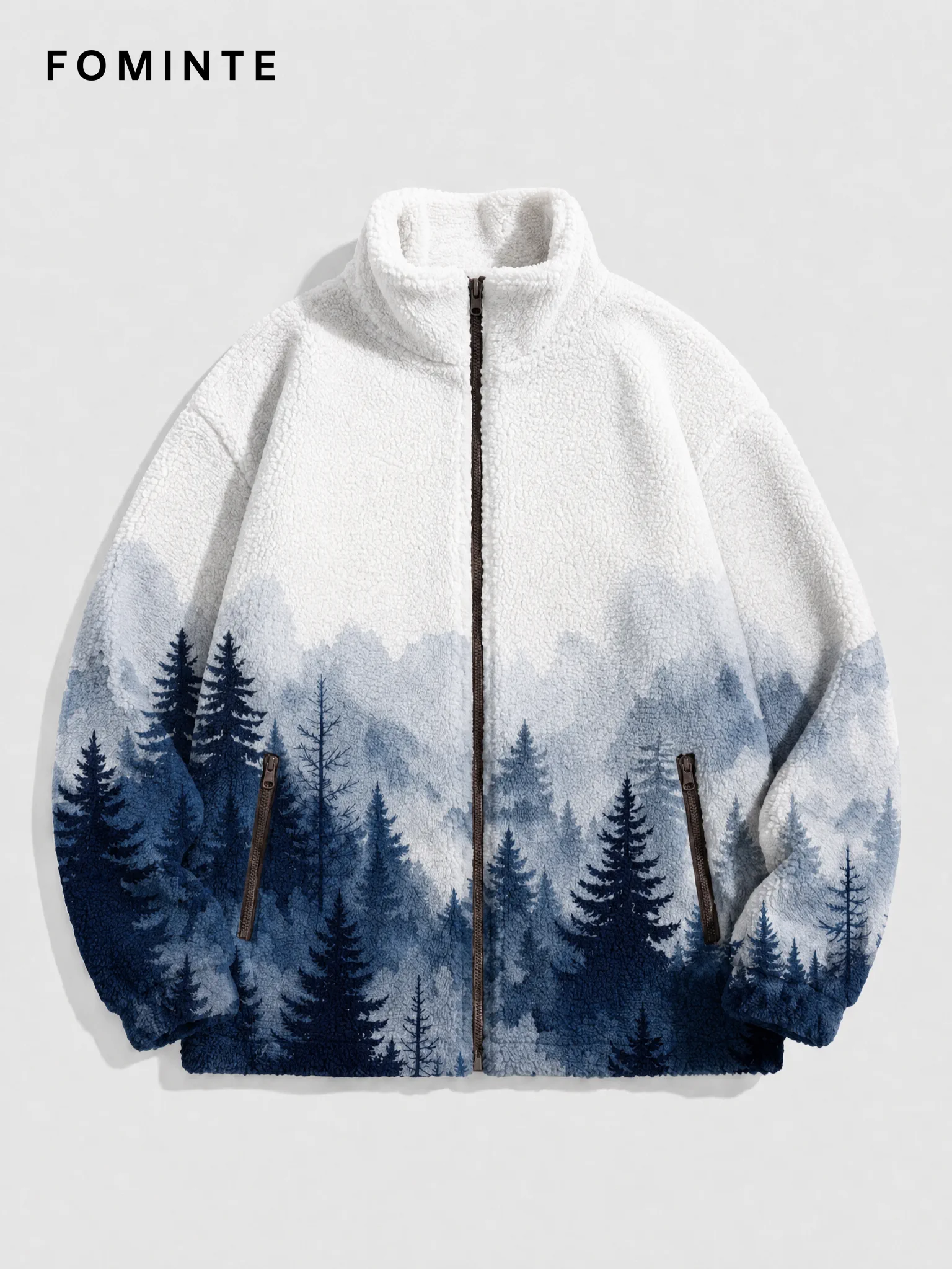 Blue Mountain Landscape Full-Zip Fleece Jacket