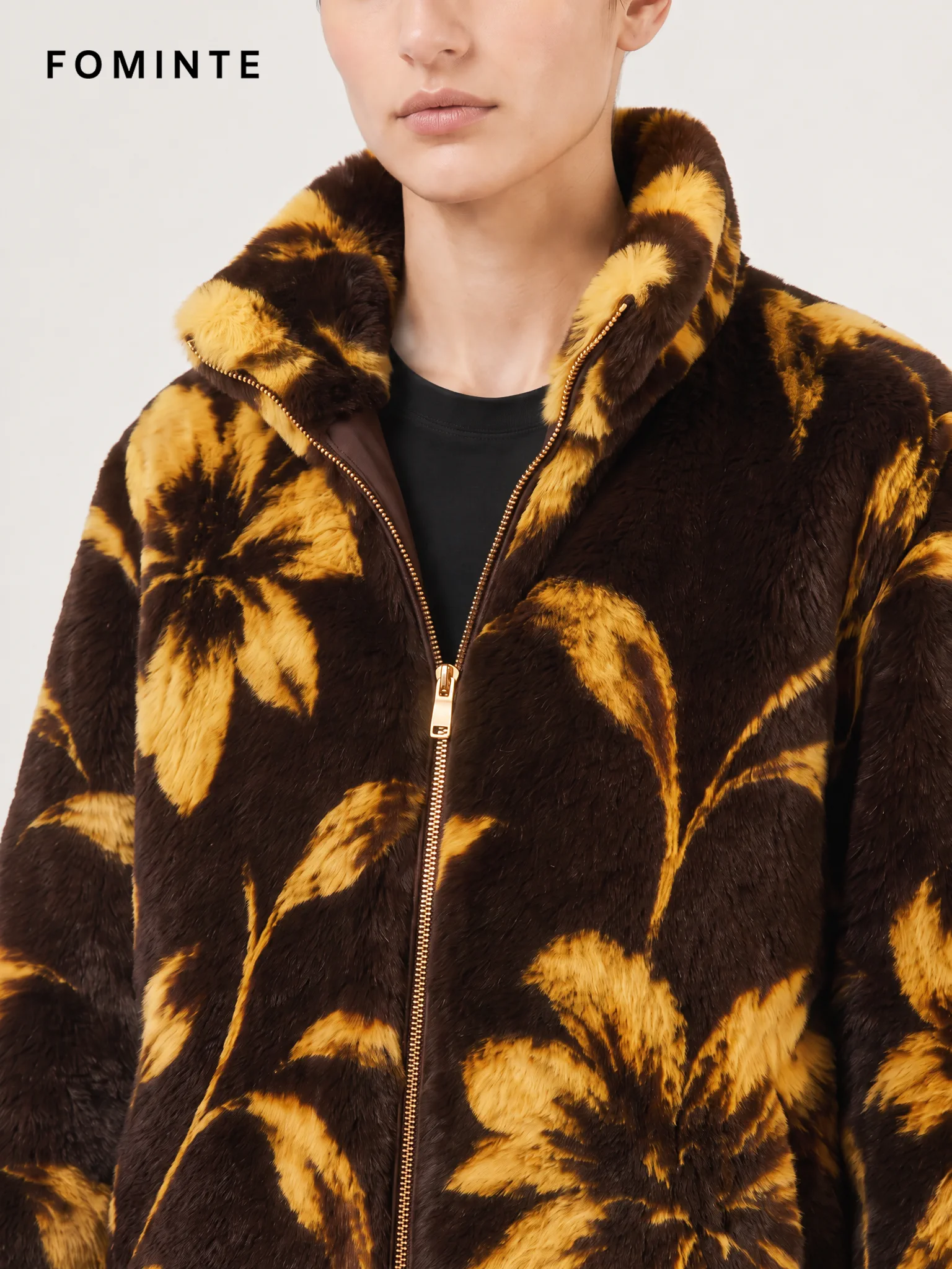 Aurora Borealis Abstract Watercolor Luxury Faux Fur Jacket