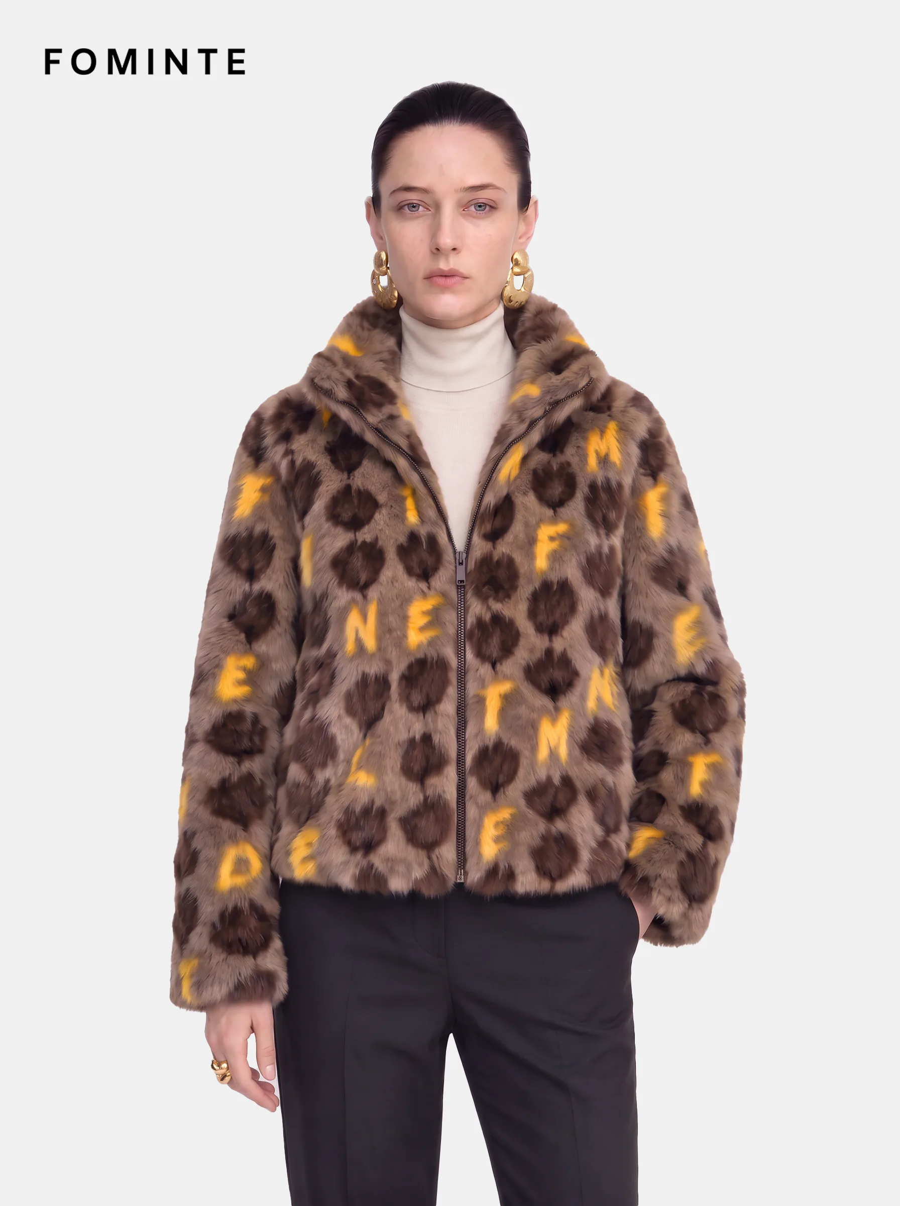 Emerald Ripple Wave Jacquard Luxury Faux Fur Jacket