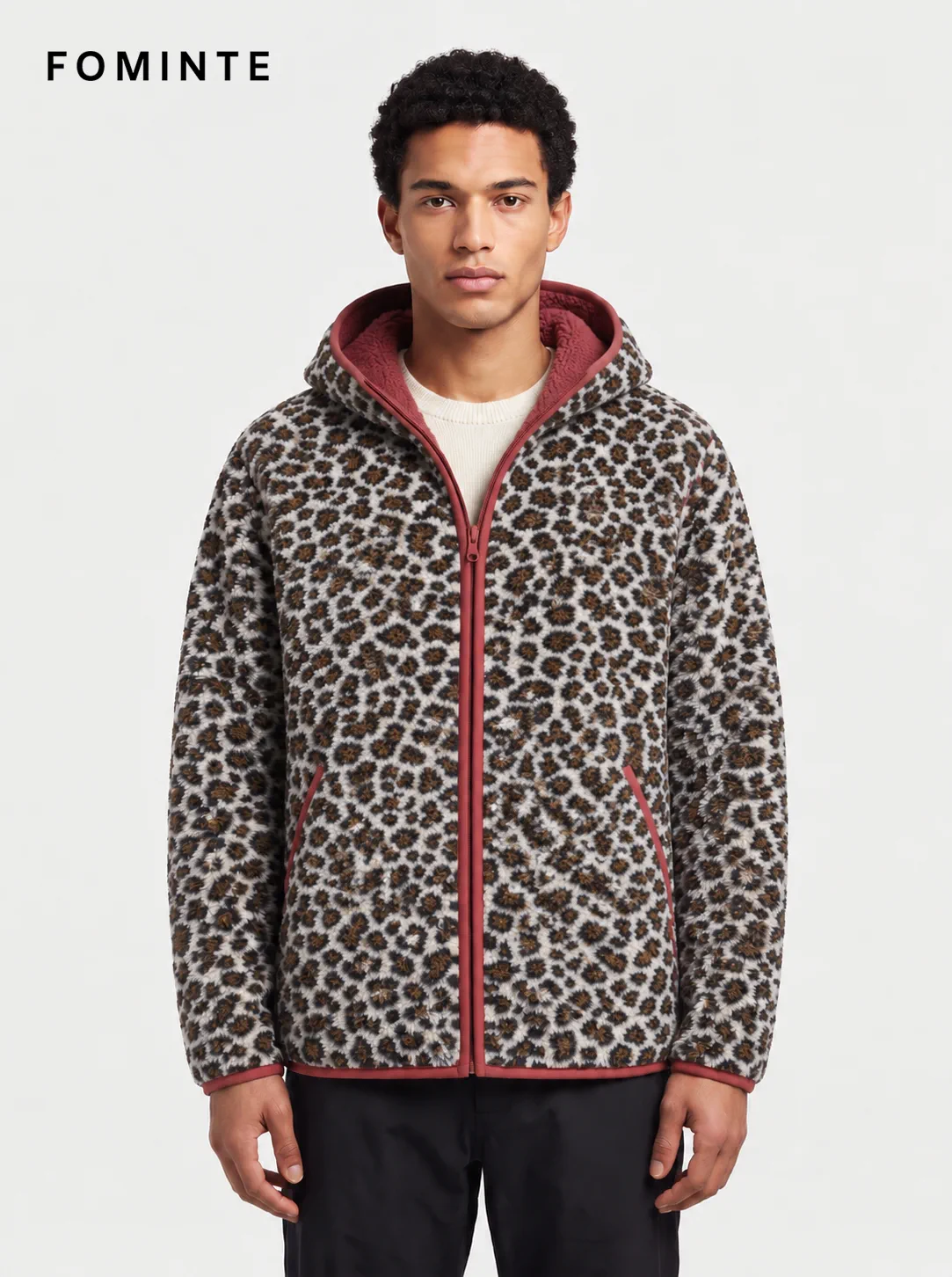 Midnight Navy Maple Leaf Alpine Botanical Sherpa Jacket