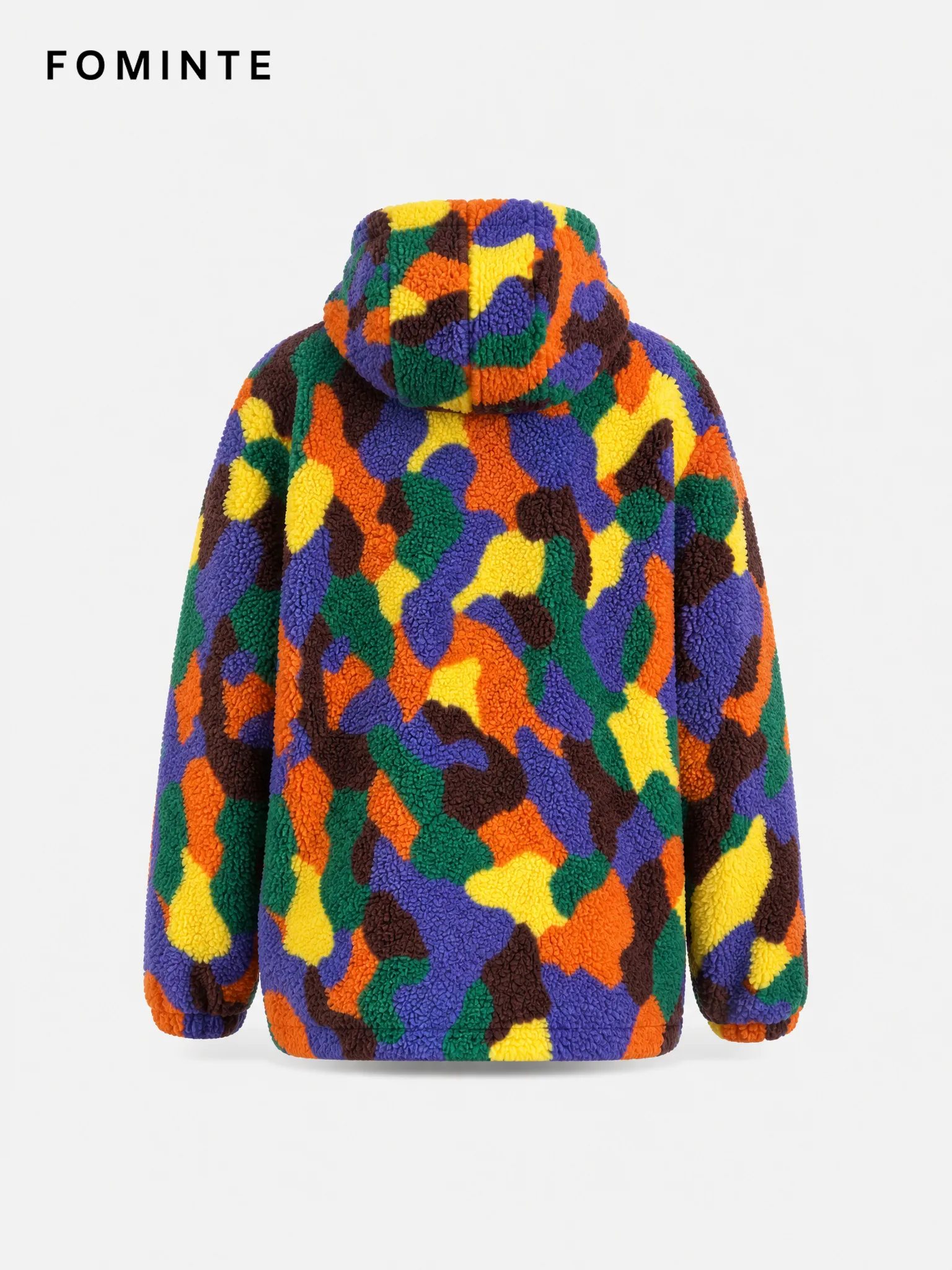 Vibrant Abstract Street Camo Hooded Sherpa Fleece Jacket