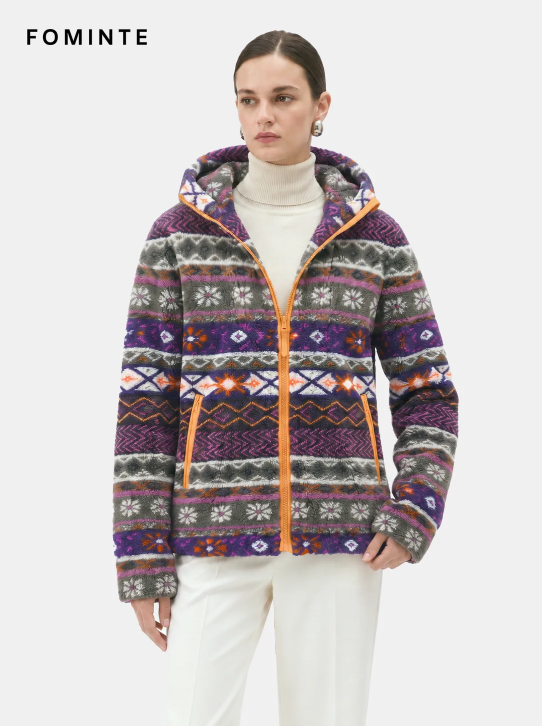 Women's Pastel Blush and Mist Gray Relaxed Fleece Jacket