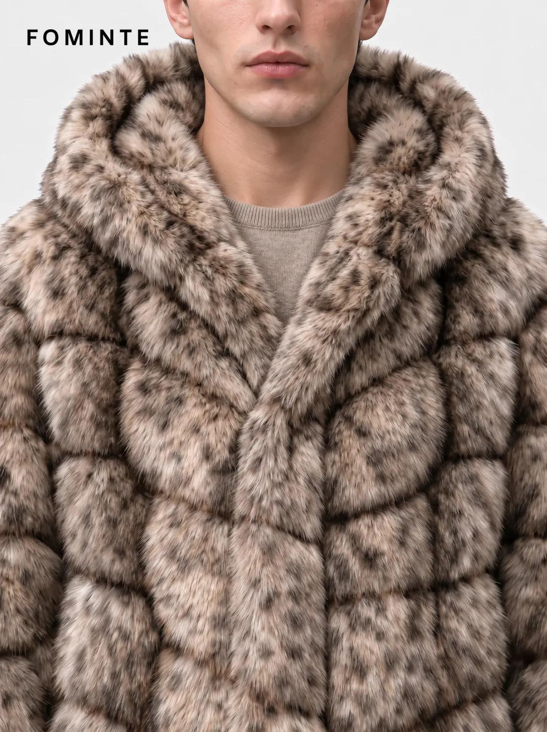 Oatmeal Vintage Botanical Jacquard Faux Fur Jacket
