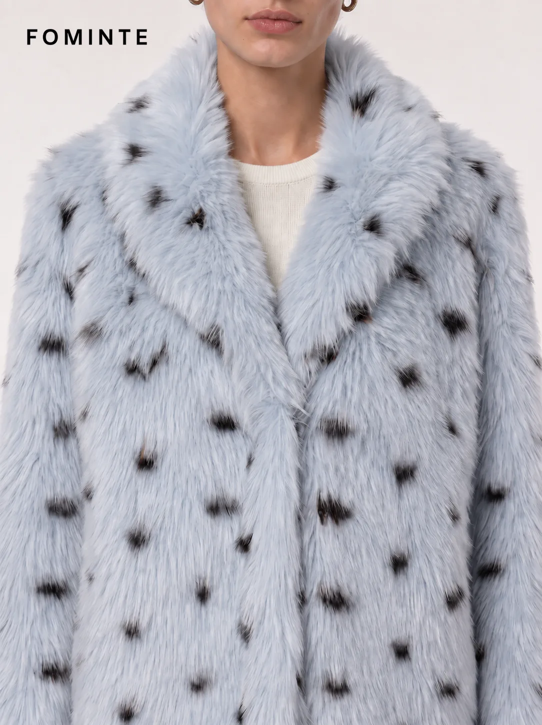 Glacier Ice Blue Minimalist Faux Fur Winter Coat