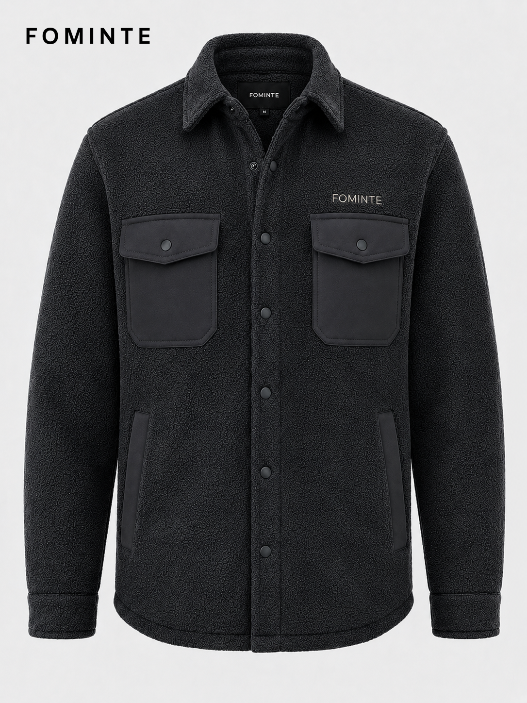 Charcoal Men's Fleece Overshirt Jacket Wholesale Custom Outerwear - FM0801000438-2