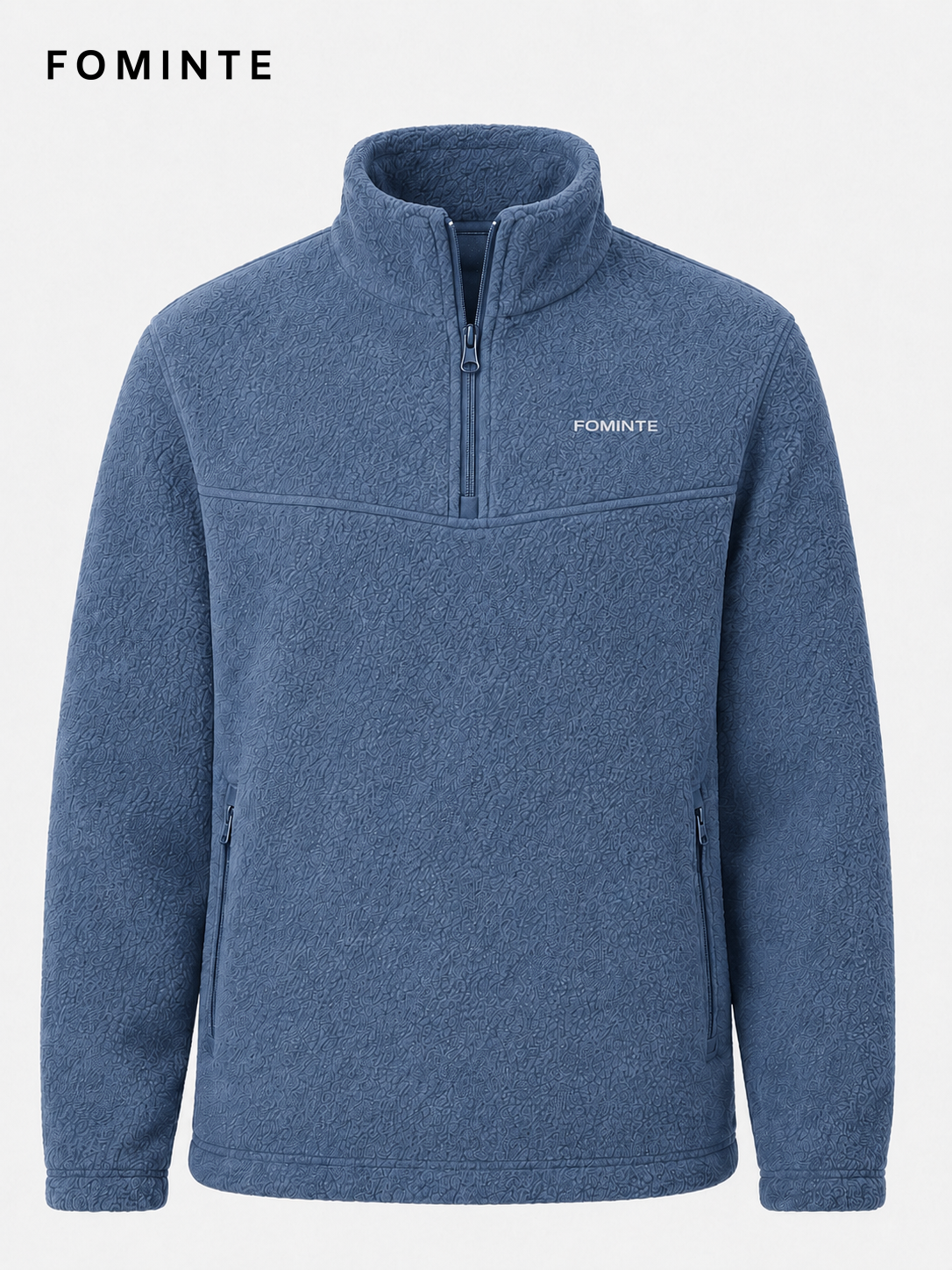 Grey Blue Men's Quarter-Zip Fleece Pullover Wholesale Custom Outerwear - FM0801000449-2