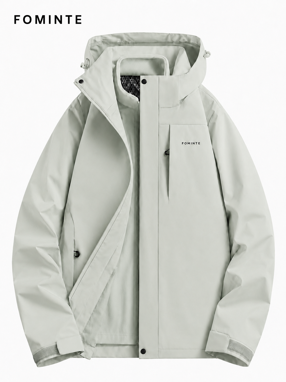Light Grey Green Women's Hooded Softshell Jacket Wholesale Custom Outerwear - FM0802000432-2