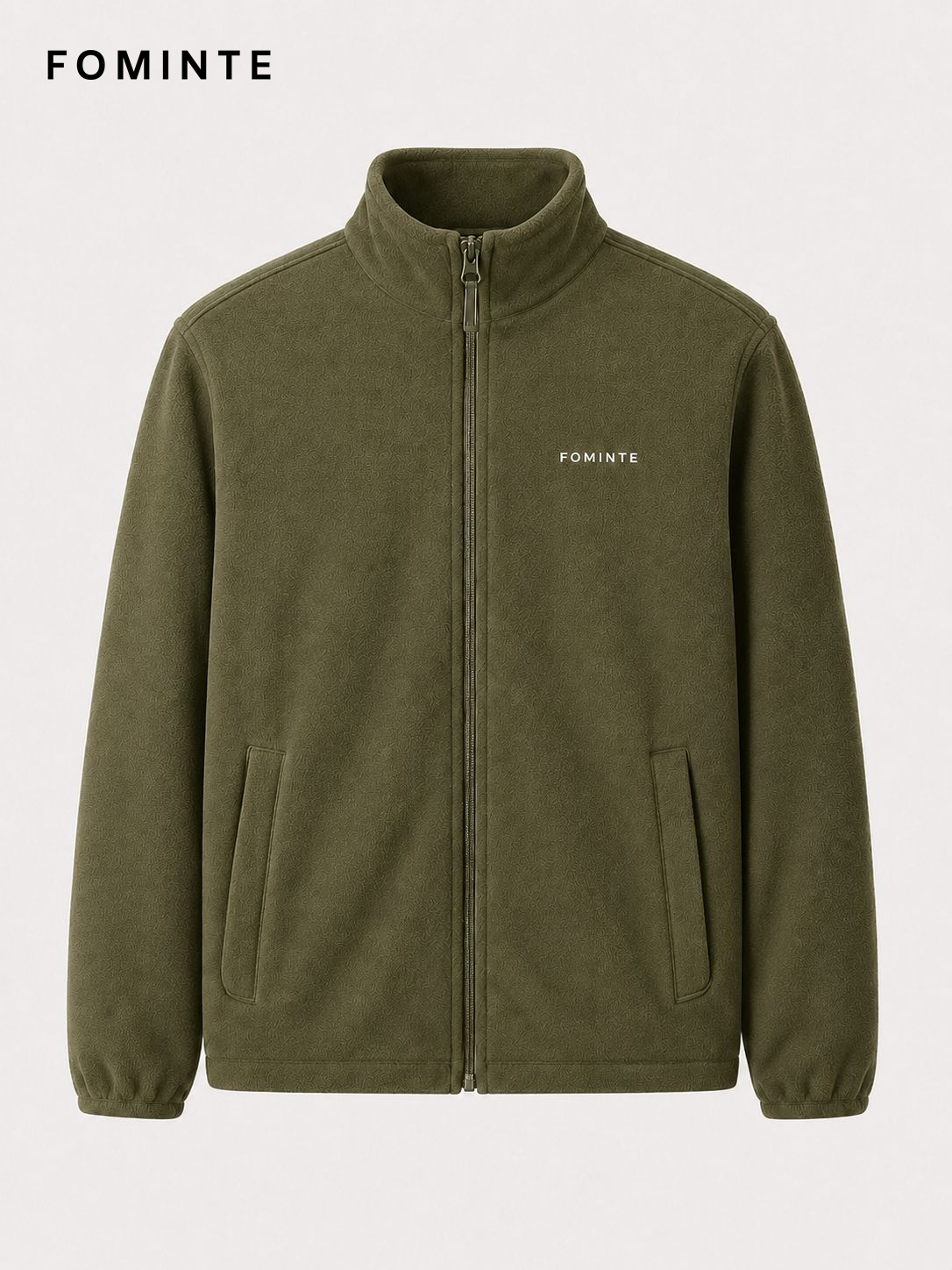 Olive Green Men's Full-Zip Fleece Jacket Wholesale Custom Outerwear - FM0802000434-3