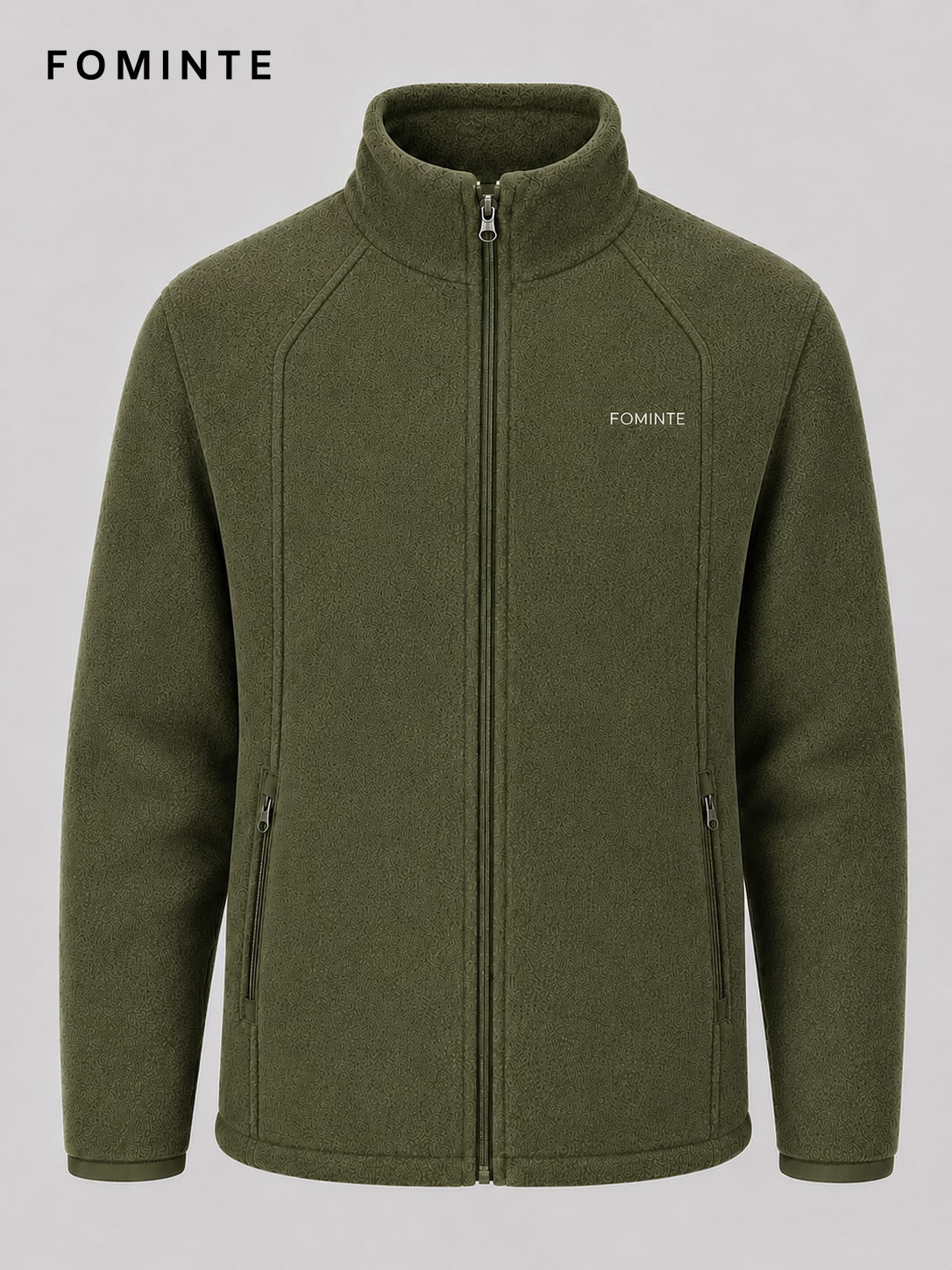 Olive Green Unisex Full-Zip Fleece Jacket Wholesale Custom Outerwear - FM0802000435-2