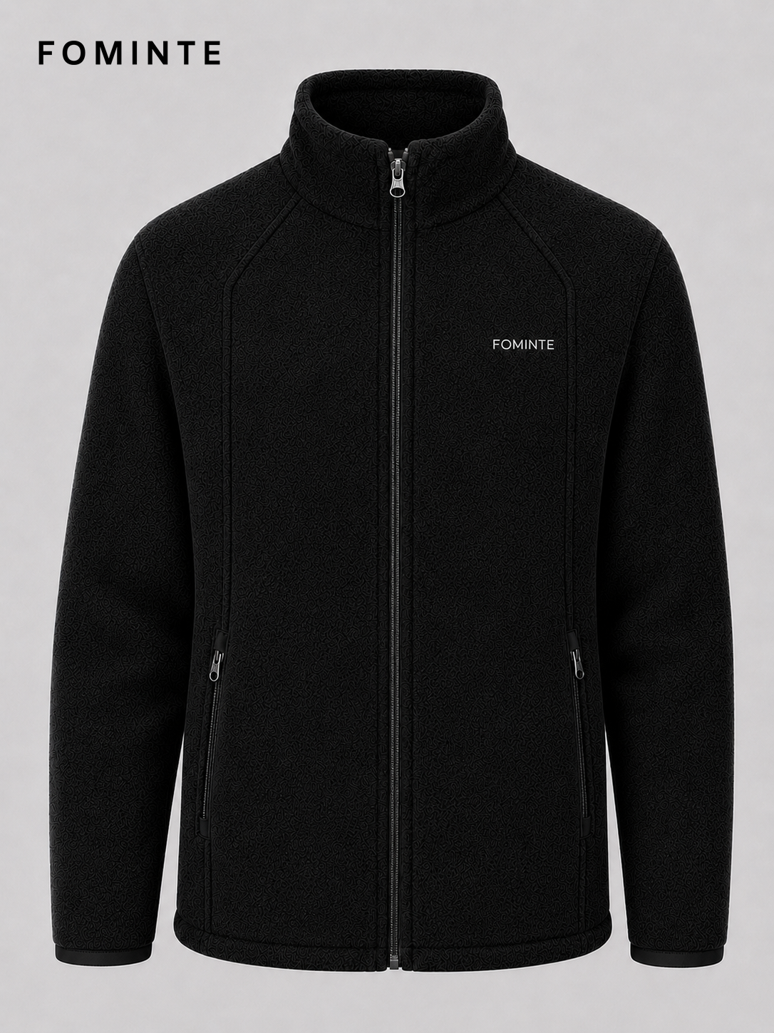 Black Unisex Full-Zip Fleece Jacket Wholesale Custom Outerwear - FM0802000435-3