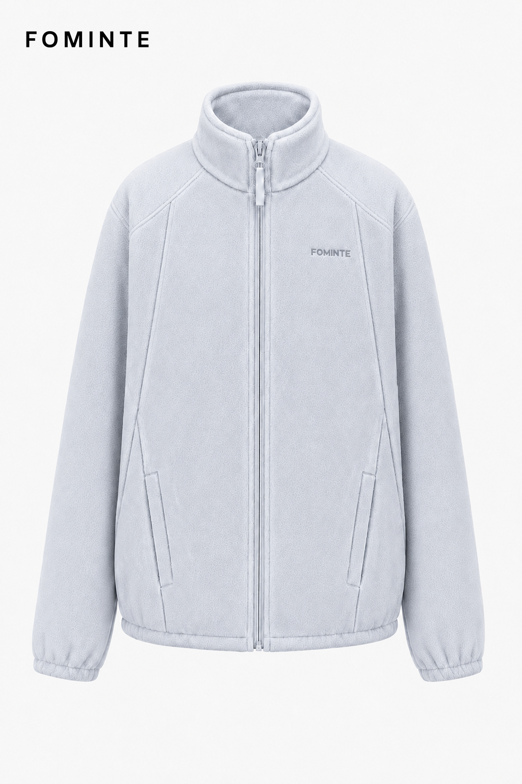 Light Grey Blue Women's Full-Zip Fleece Jacket Wholesale Custom Outerwear - FM0802000437-2