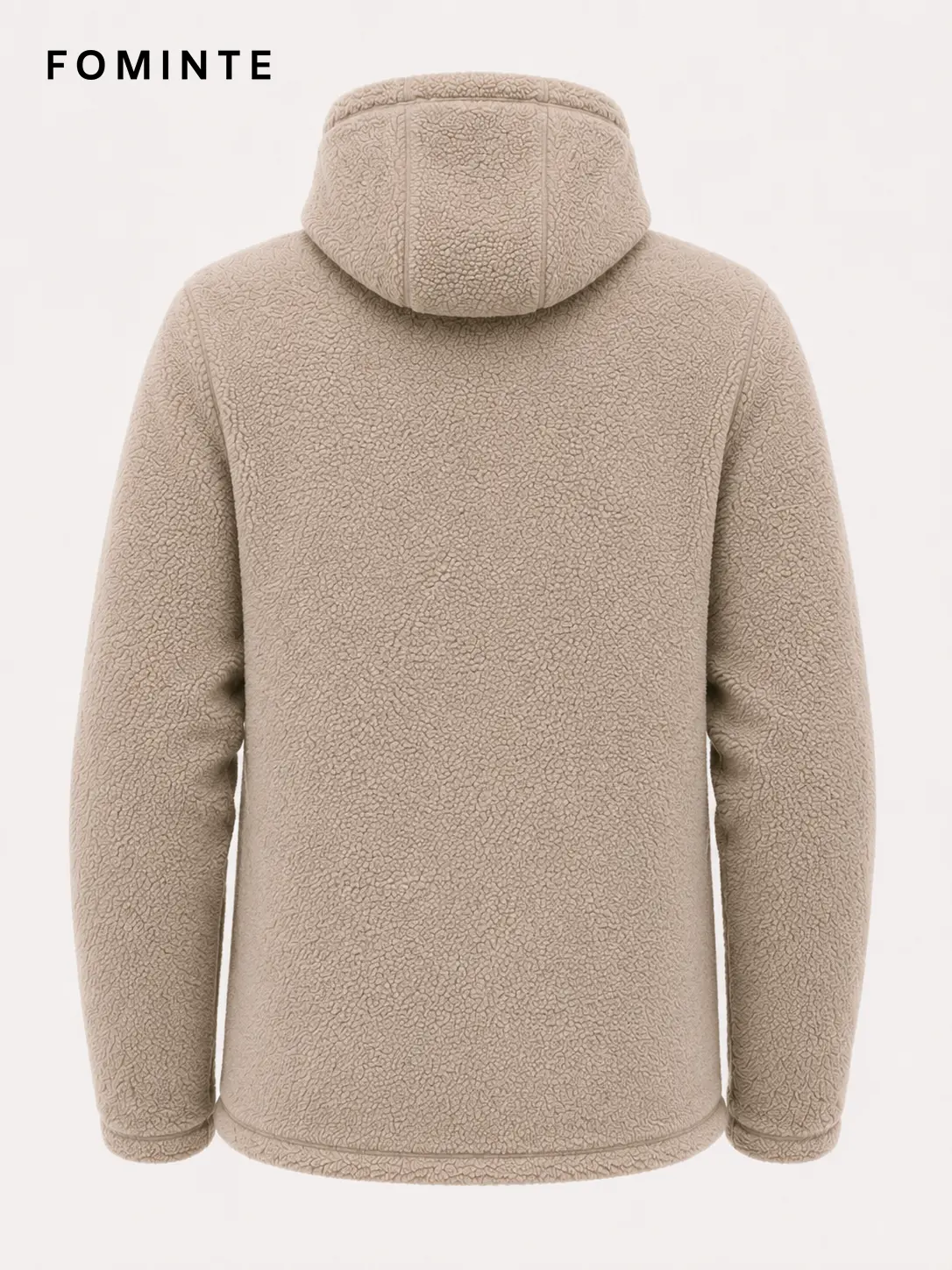 Men's Beige Coffee Full-Zip Sherpa Fleece Hooded Jacket
