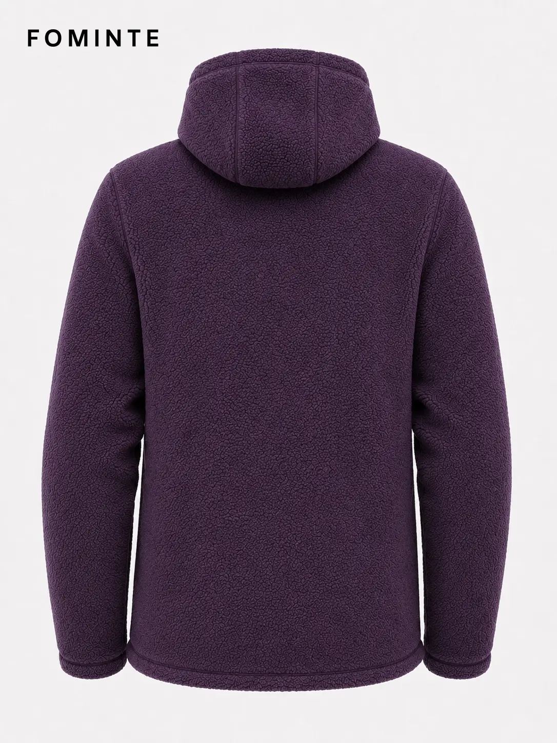 Men's Dark Purple Full-Zip Sherpa Fleece Hooded Jacket