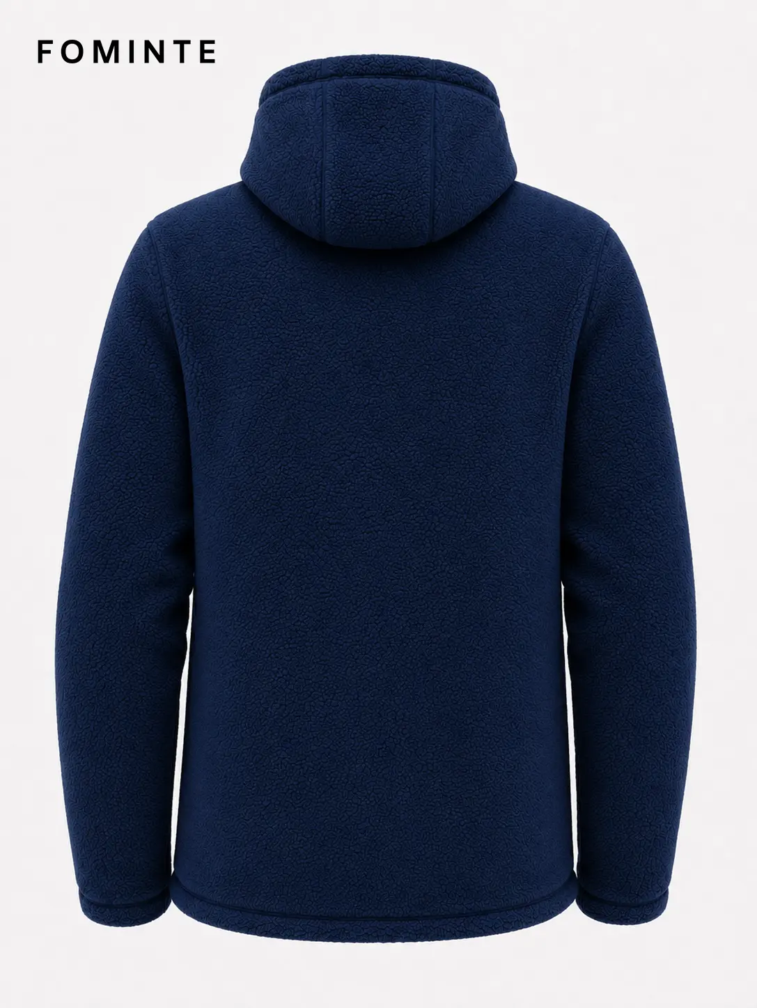 Men's Navy Blue Full-Zip Sherpa Fleece Hooded Jacket