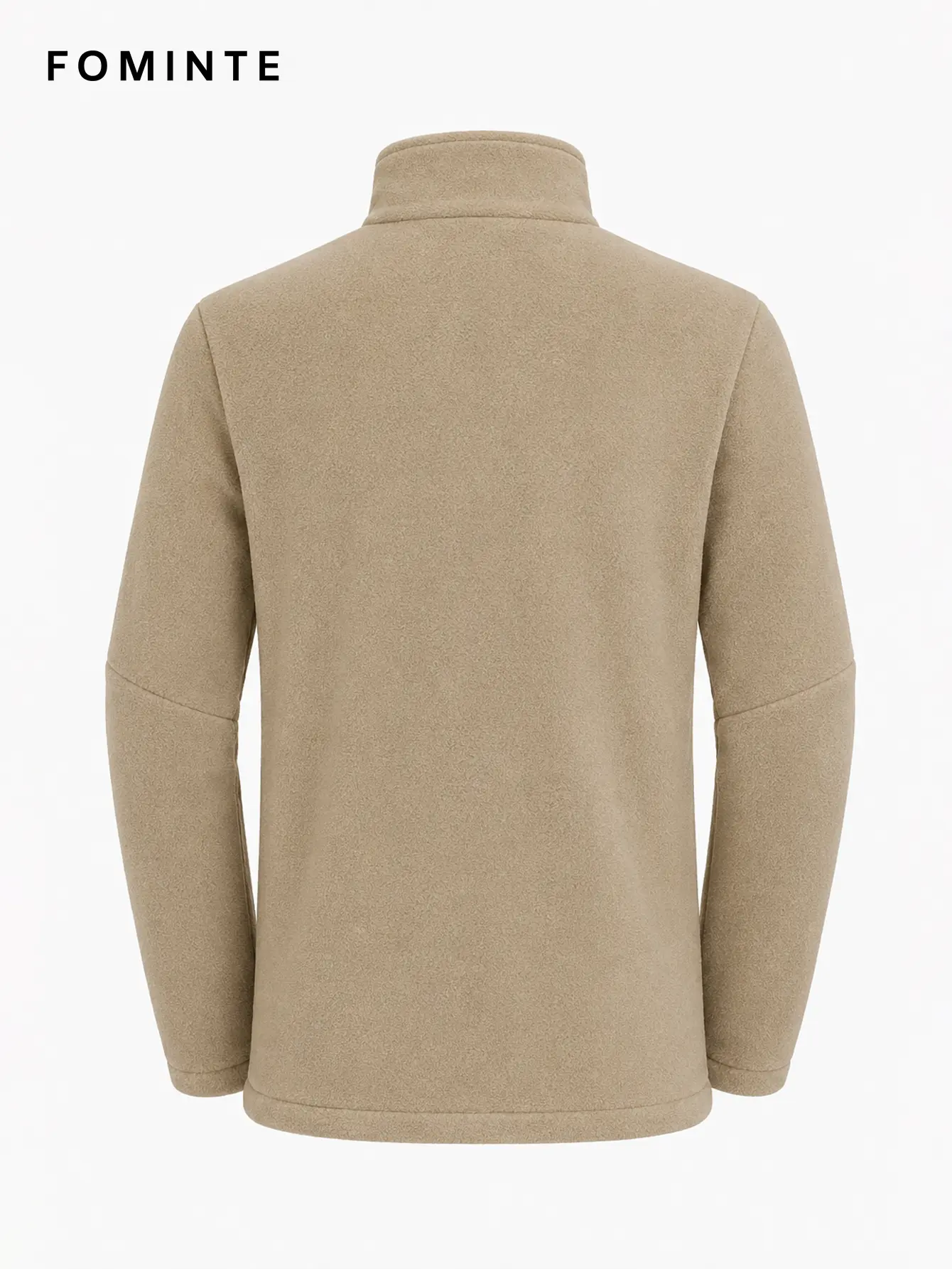 Men's Light Khaki Stand Collar Full-Zip Fleece Jacket
