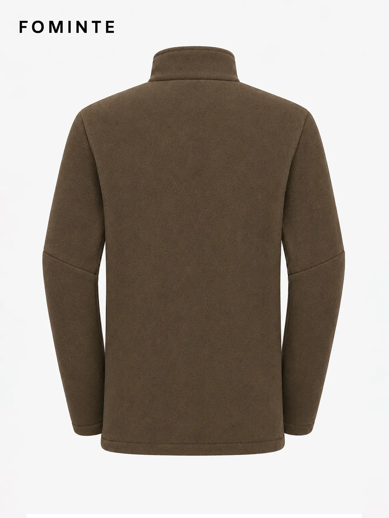 Men's Coffee Brown Stand Collar Full-Zip Fleece Jacket