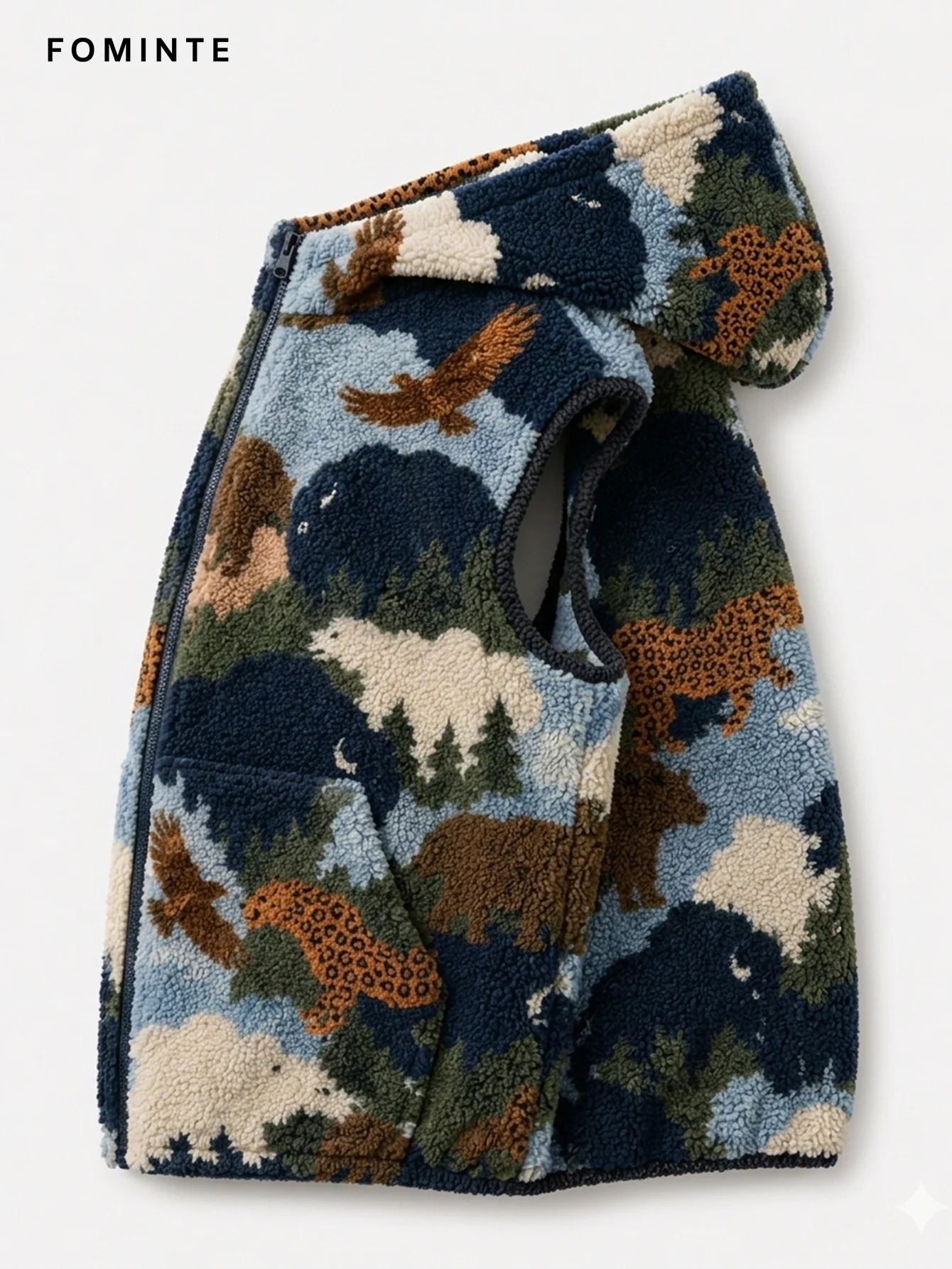 Fleece Hooded Vest - All-Over Print Wholesale Custom Sportswear - FM0802000400-2