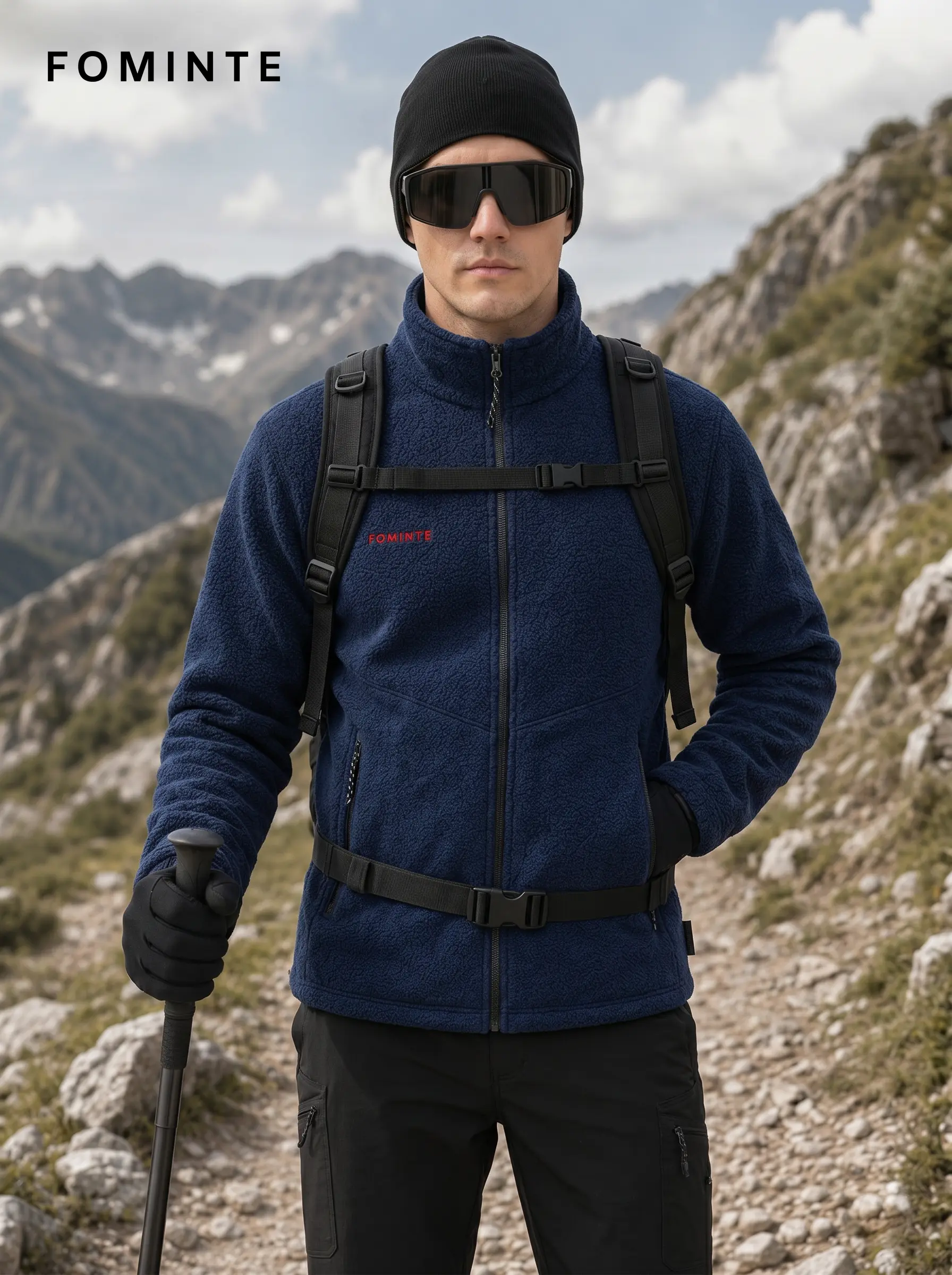 Men's Navy Blue Technical fleece Hiking Jacket