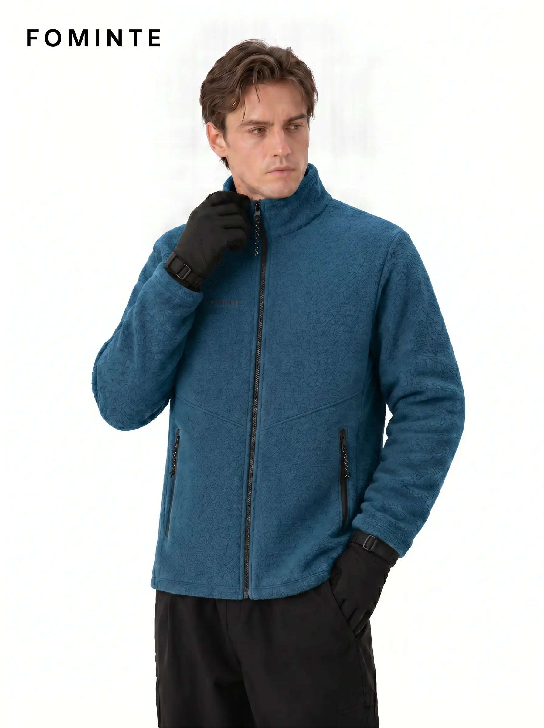 Men's Grey Coffee Technical fleece Hiking Jacket