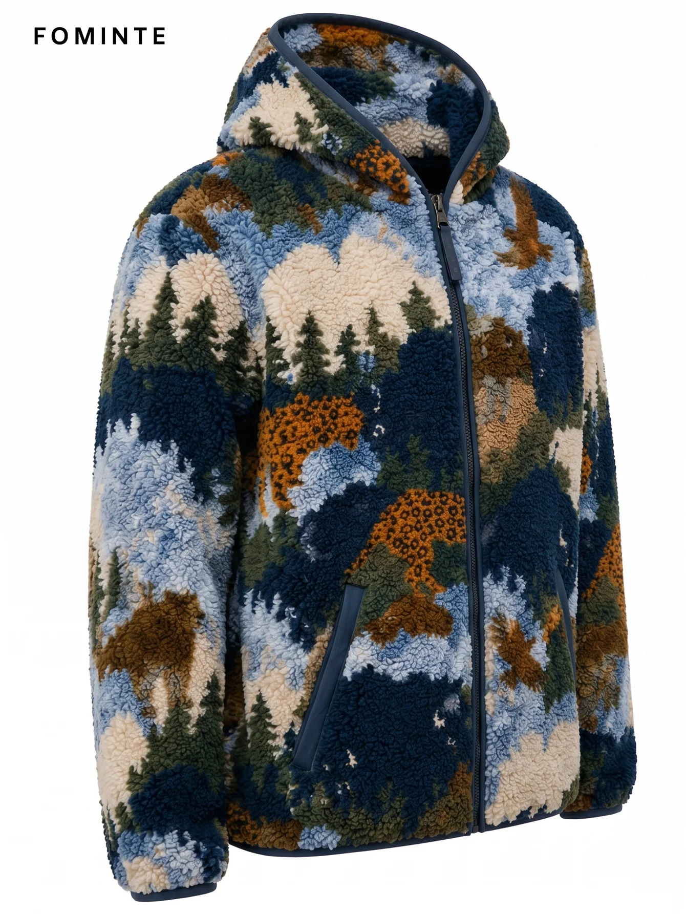 Fleece Hooded Cardigan - All-Over Print Wholesale Custom Sportswear - FM0802000400-5