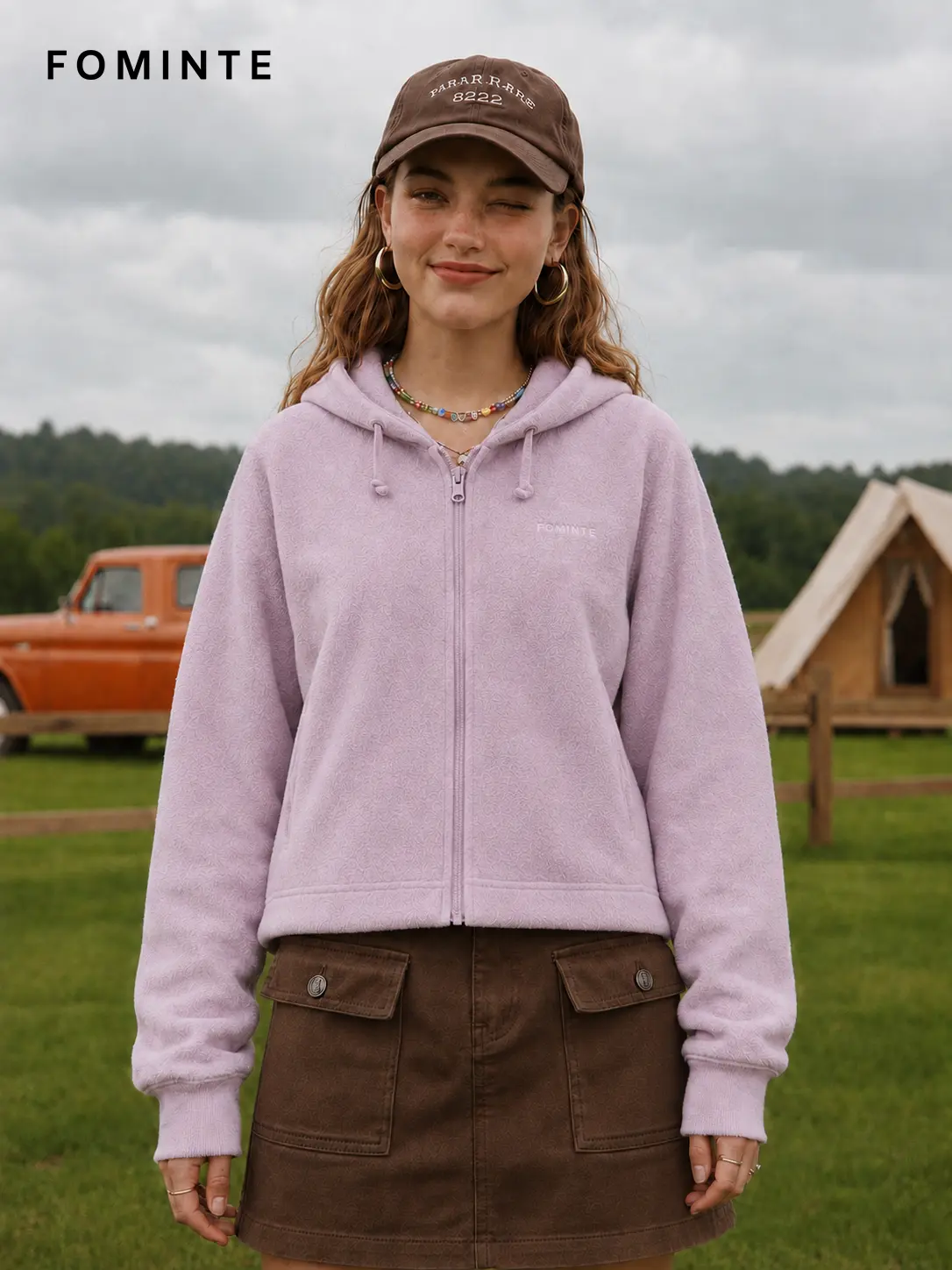 Women's Pink Purple Hooded Full-Zip Fleece Jacket