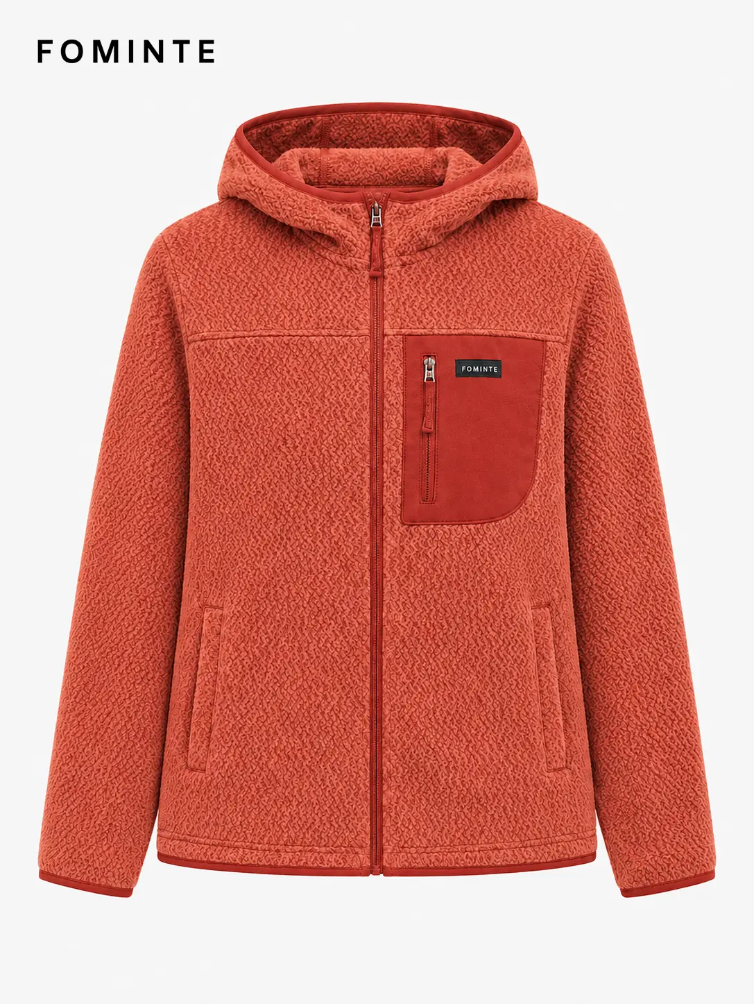 Women's Red Hooded Full-Zip Fleece Jacket