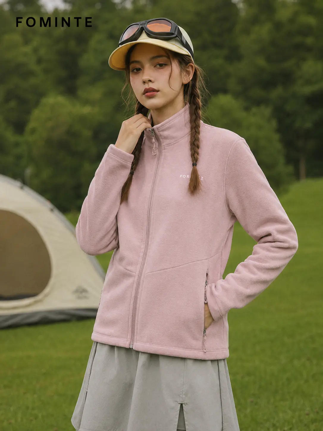 Women's Lotus Pink Stand Collar Full-Zip Fleece Jacket
