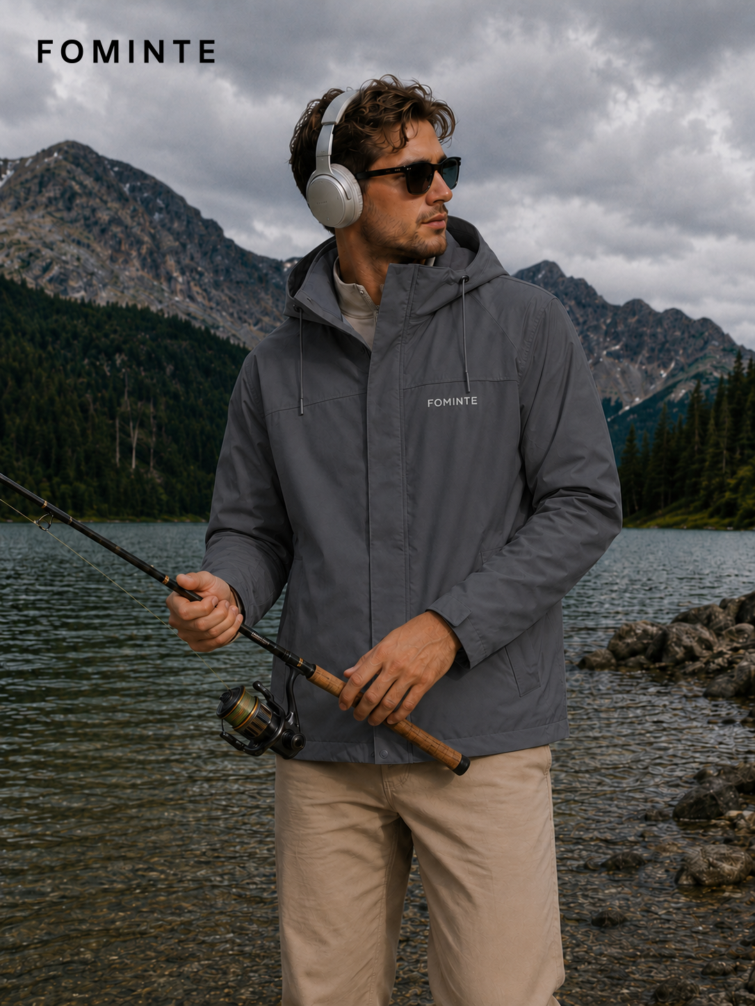 Dark Charcoal Men's Hooded Softshell Jacket Wholesale Custom Outerwear - FM0802000441-2