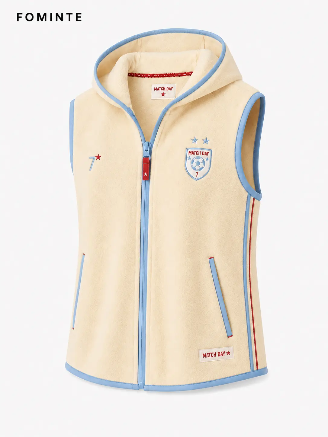 Solid‑Color Fleece Hooded Vest, Soccer No.7 Jersey Design Custom Sportswear‑FM0802000401‑2