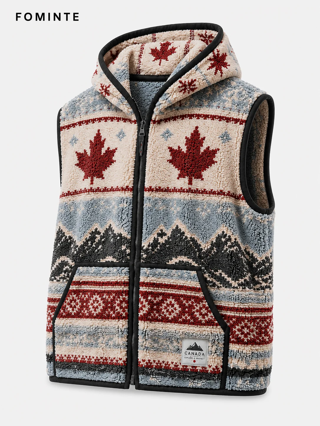 Fleece Hooded Vest - All-Over Print Wholesale Custom Sportswear - FM0802000399