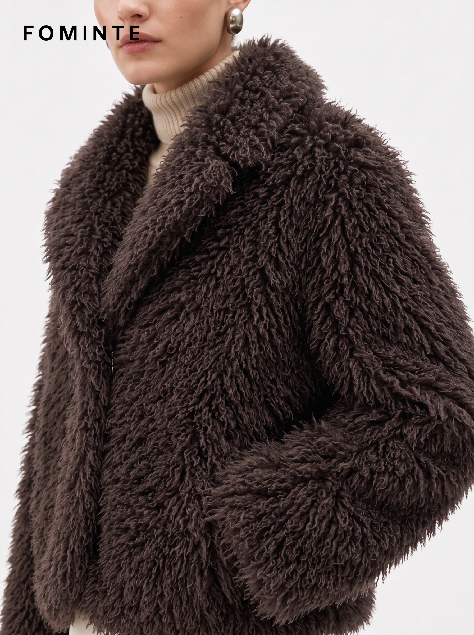 Wholesale Cropped Faux Mongolian Lamb Coat - FM0202000061