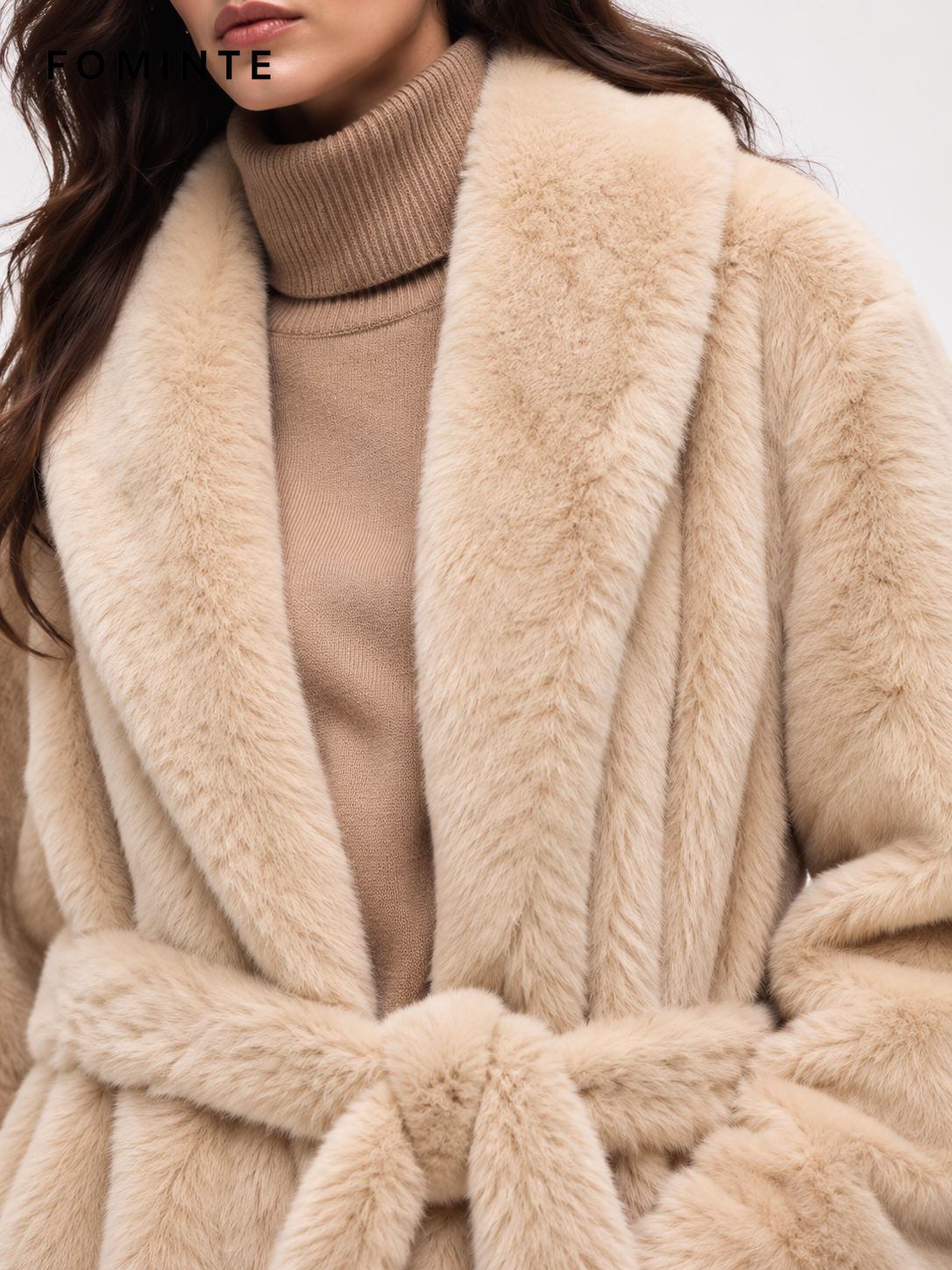 Wholesale Faux Fox Fur Notched Collar Jacket - FM0202000064