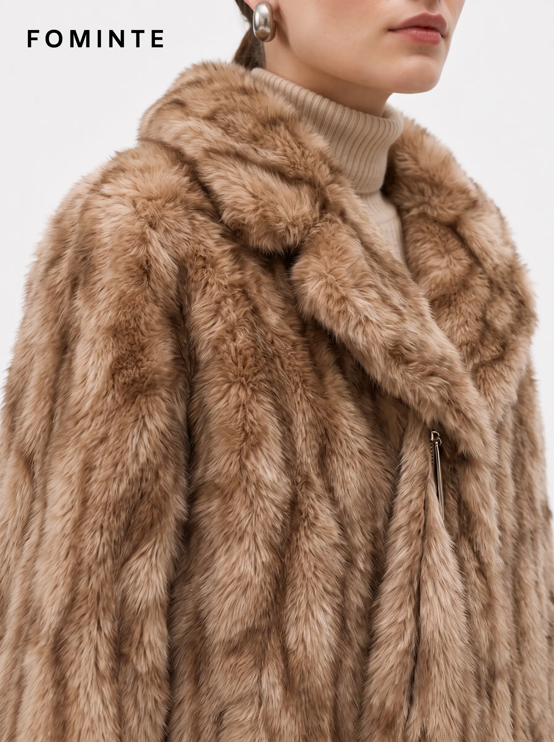 Wholesale Striped Faux Fur Jacket - FM0202000057