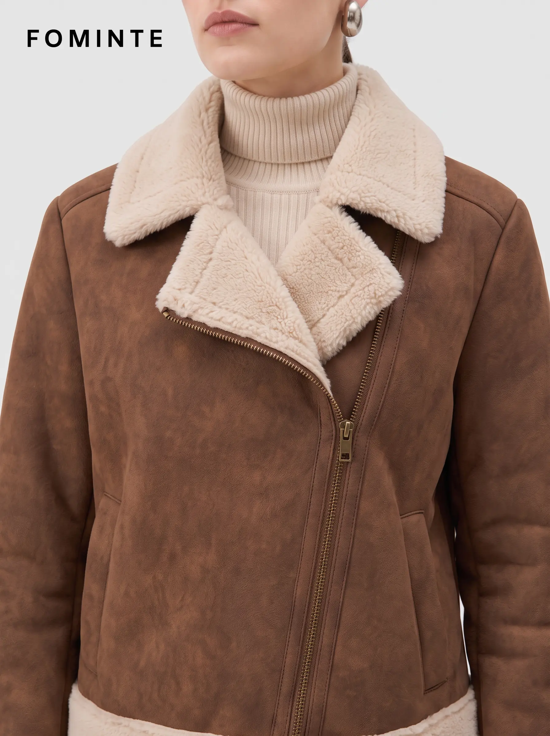Wholesale Faux Shearling Moto Jacket - FM0302000073