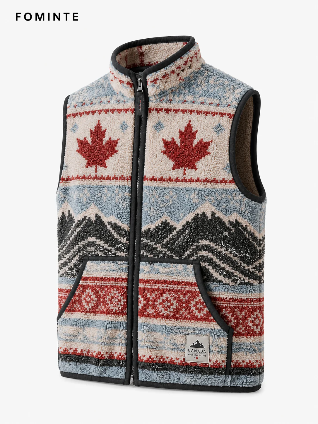 Fleece Stand Collar Vest - All-Over Print Wholesale Custom Sportswear - FM0802000399-3