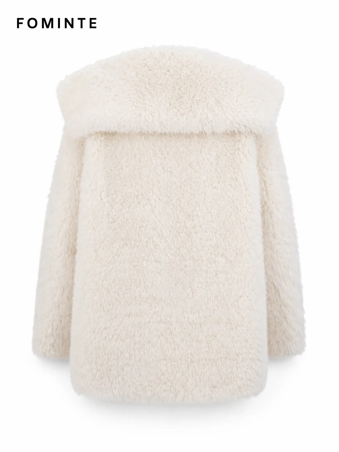 White Double-Breasted Faux Fur Blazer Wholesale