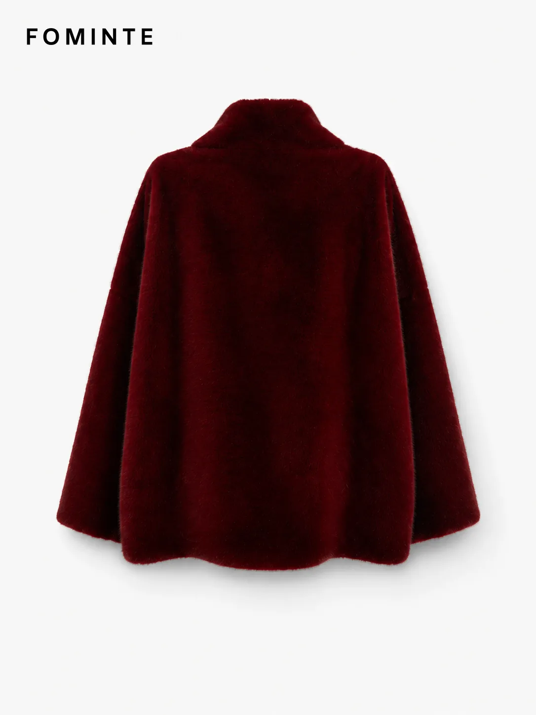 Red Stand-Collar Faux Fur Swing Coat